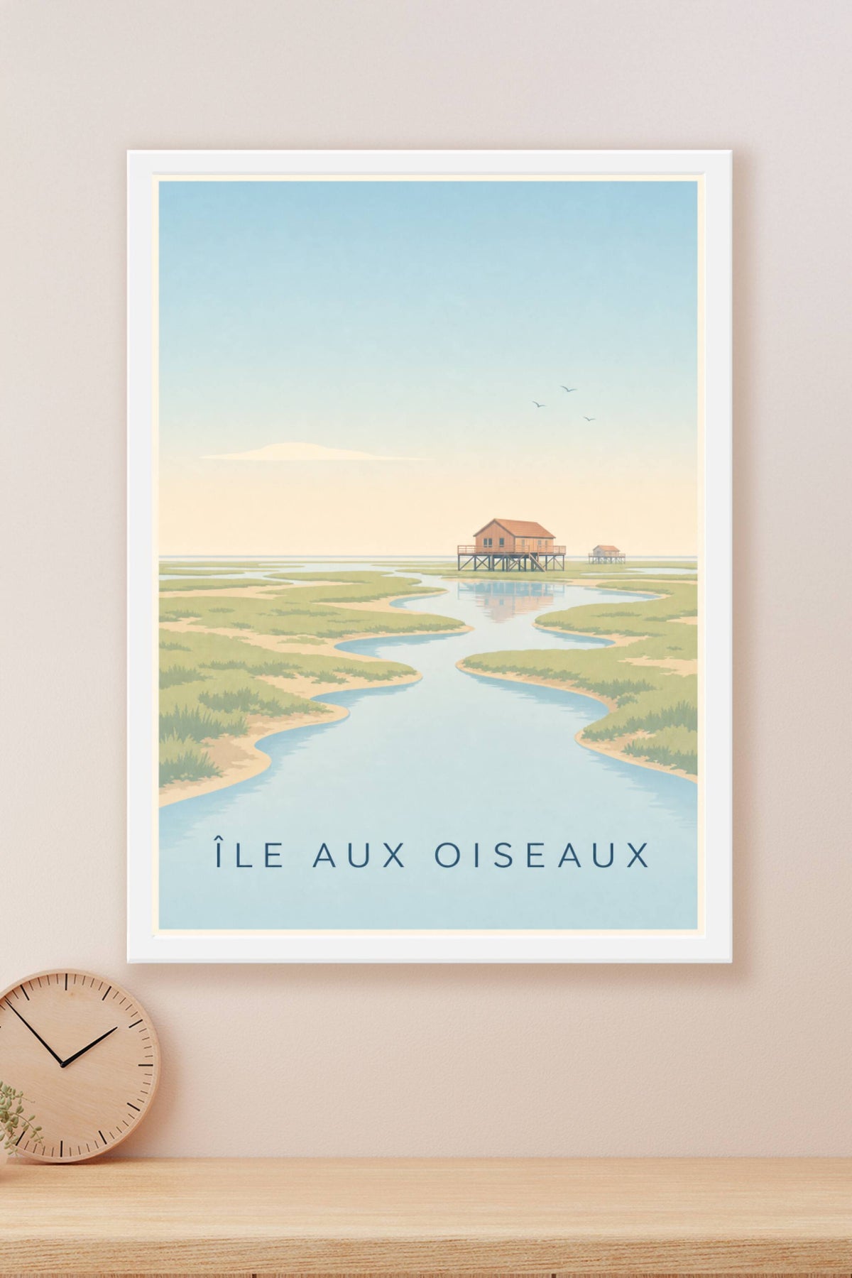 Affiche de l'Île aux Oiseaux, poster cabane tchanquée
