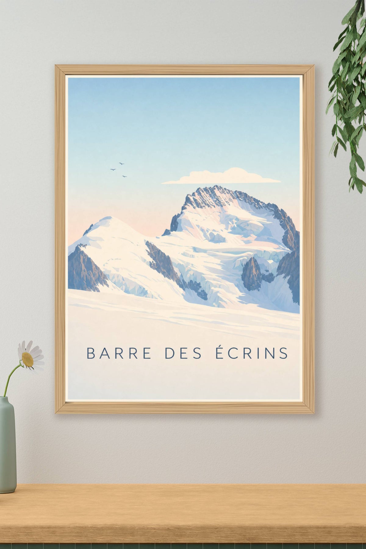 Affiche de la Barre des Écrins, poster sommets enneigés