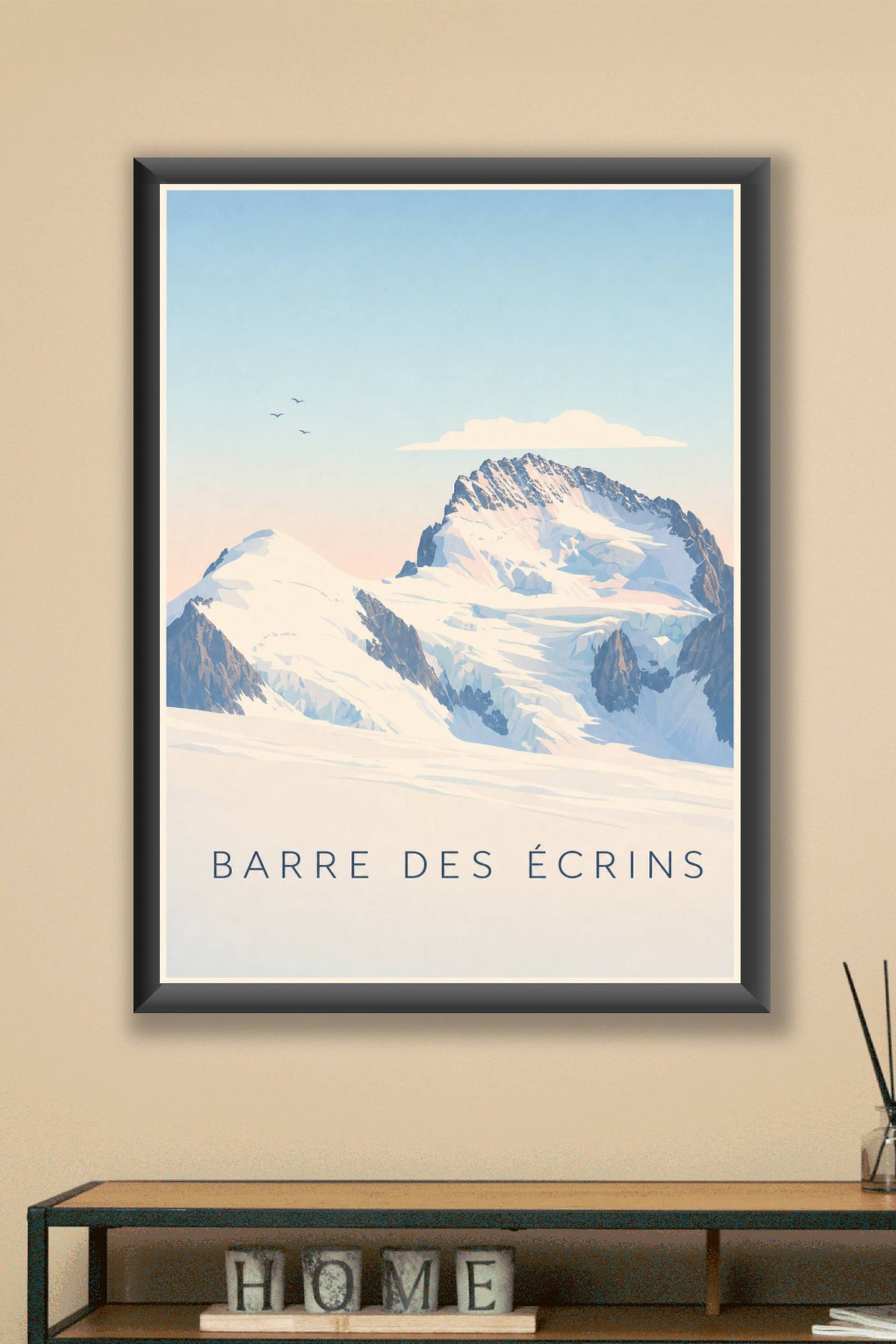 Affiche de la Barre des Écrins, poster sommets enneigés