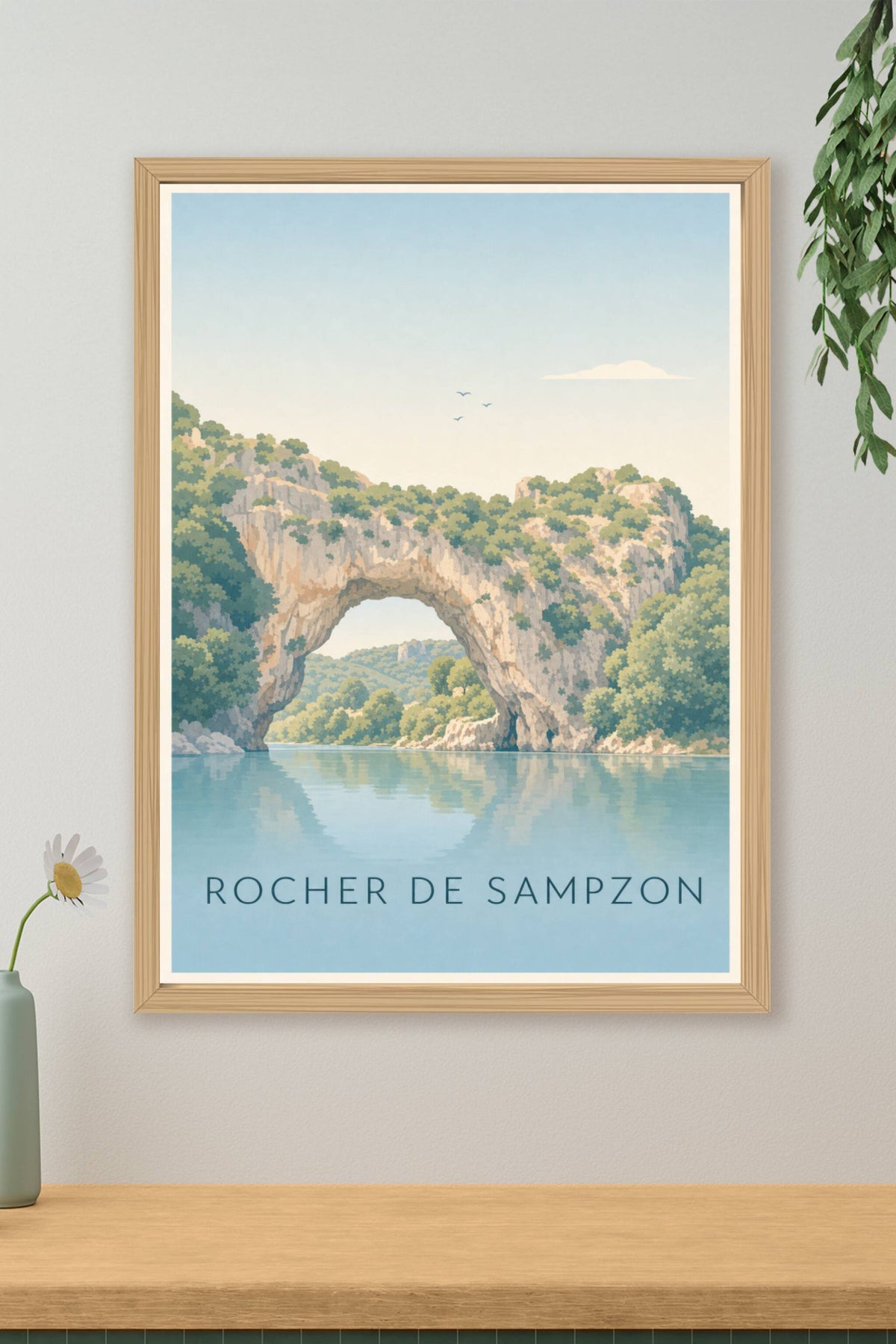 Affiche du Rocher de Sampzon, poster déco calme