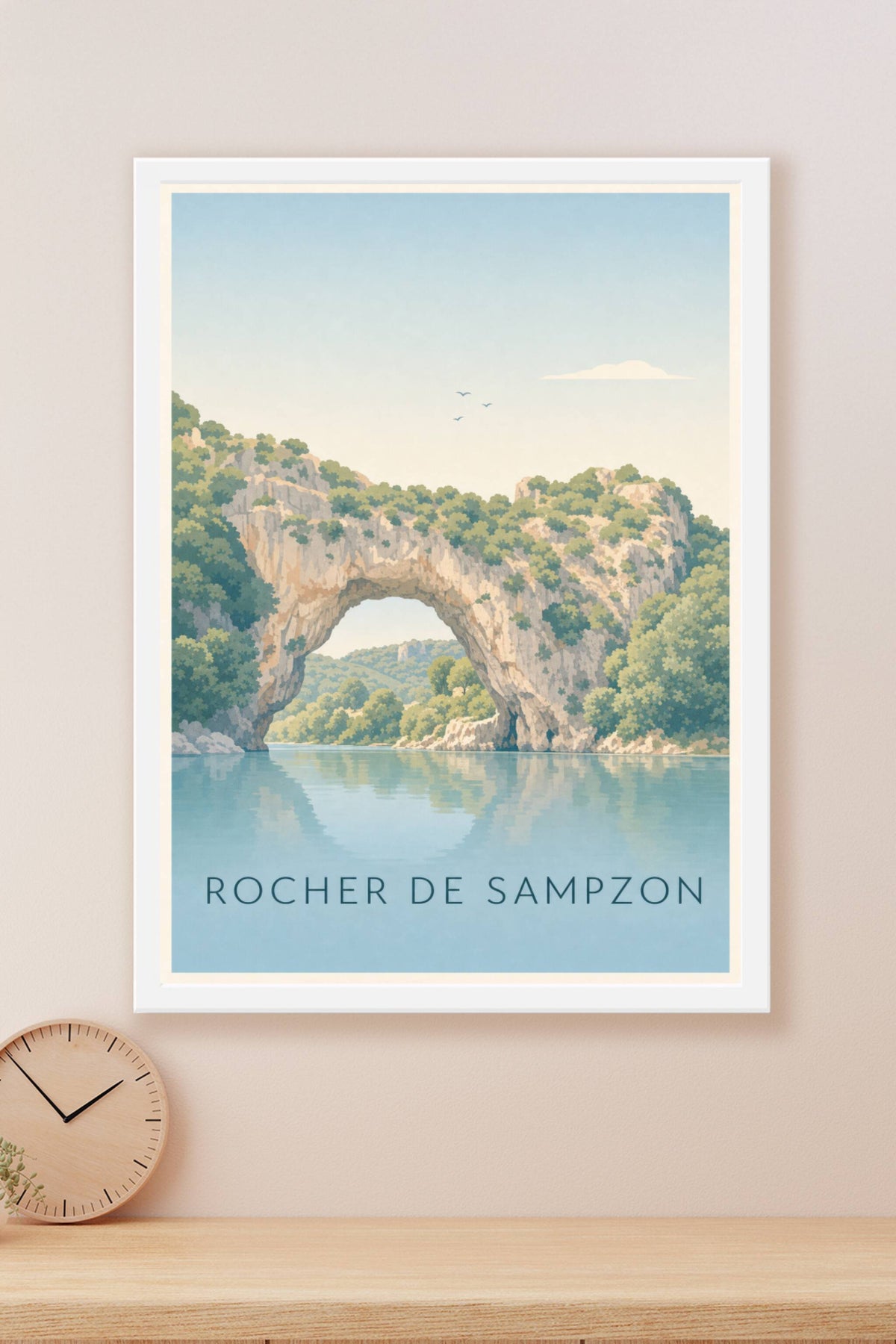 Affiche du Rocher de Sampzon, poster déco calme