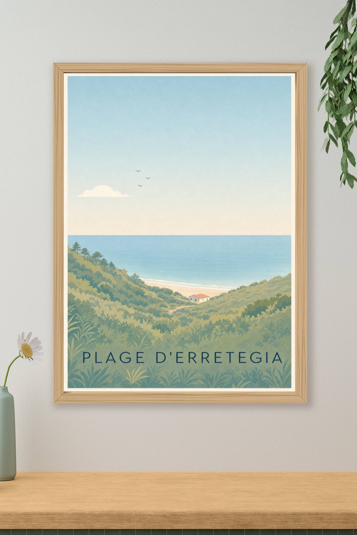 Affiche de la plage d'Erretegia, poster Pays basque