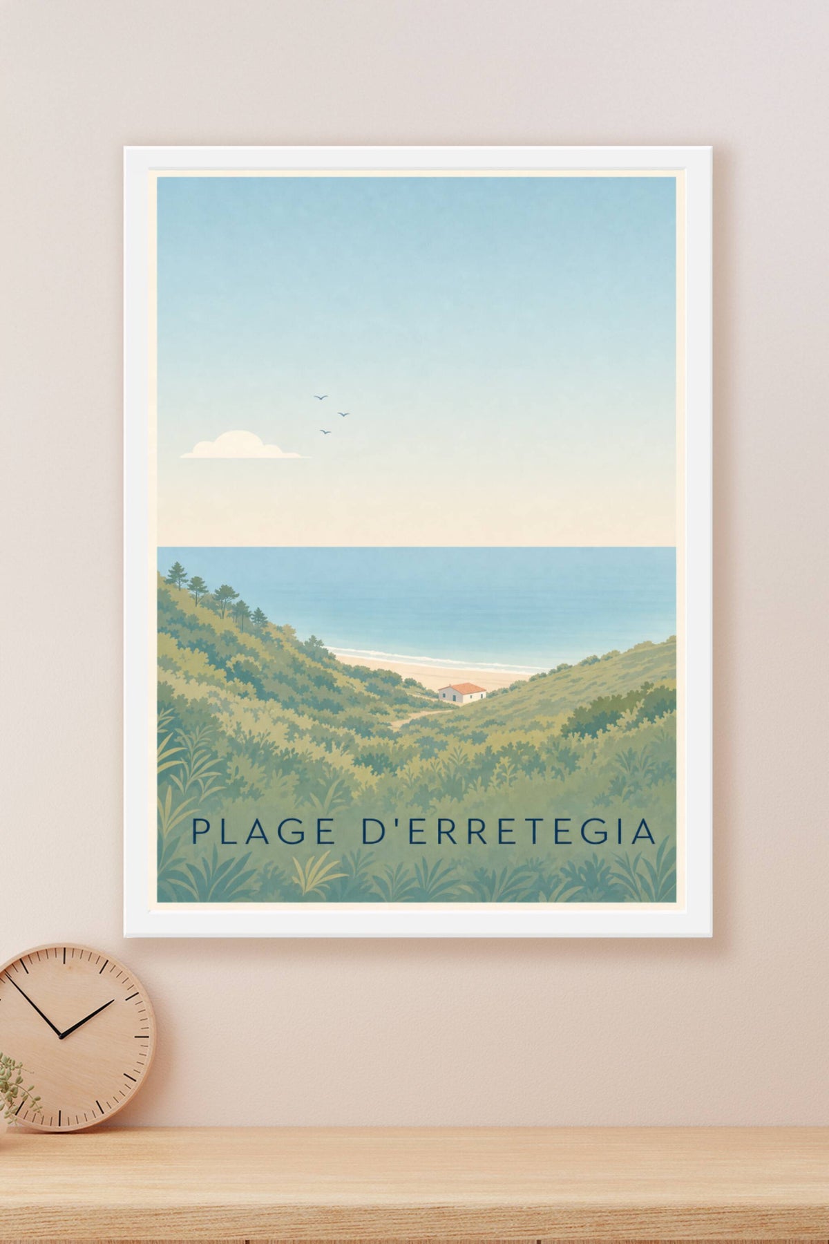 Affiche de la plage d'Erretegia, poster Pays basque