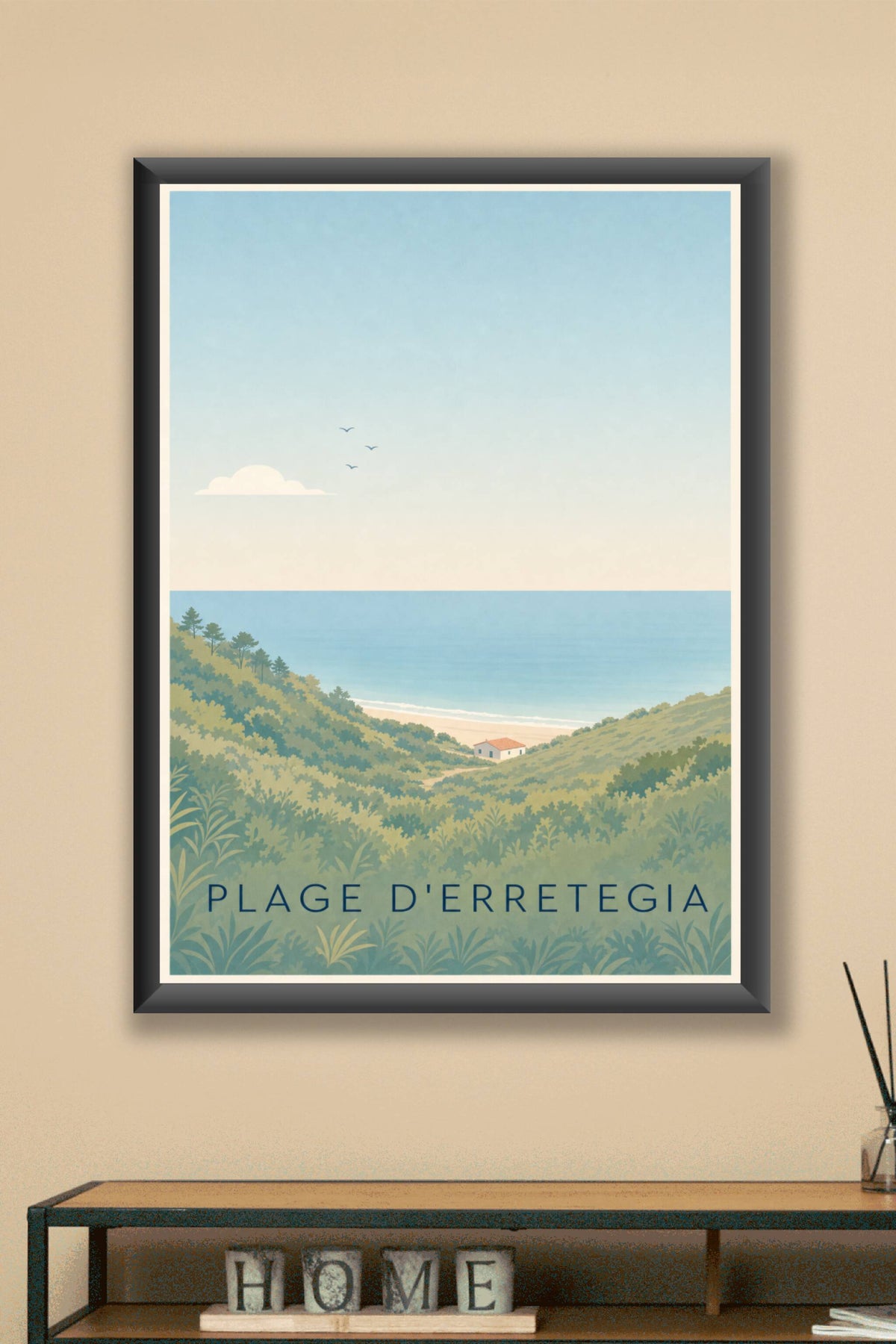 Affiche de la plage d'Erretegia, poster Pays basque