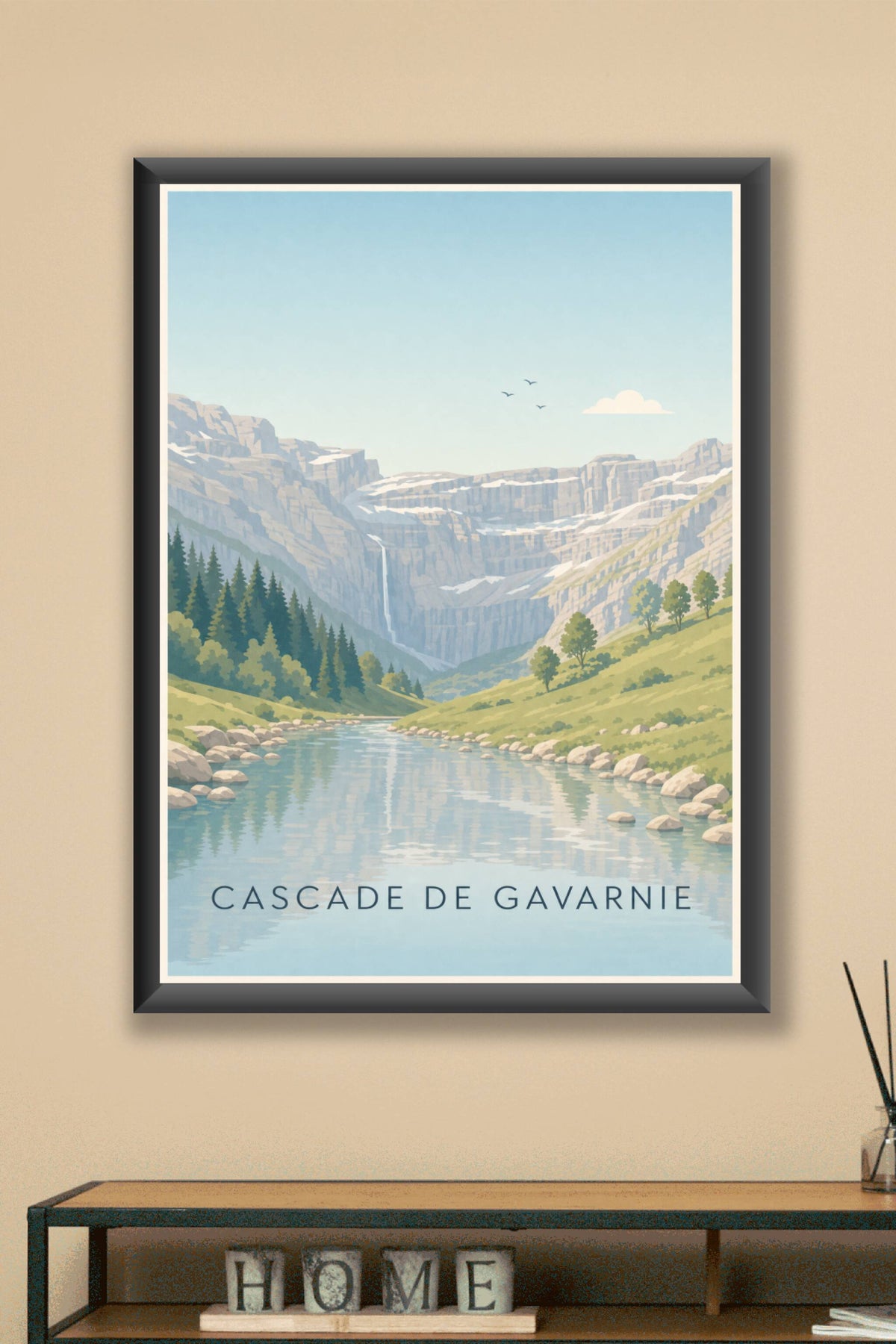 Affiche de la Cascade de Gavarnie, poster montagne