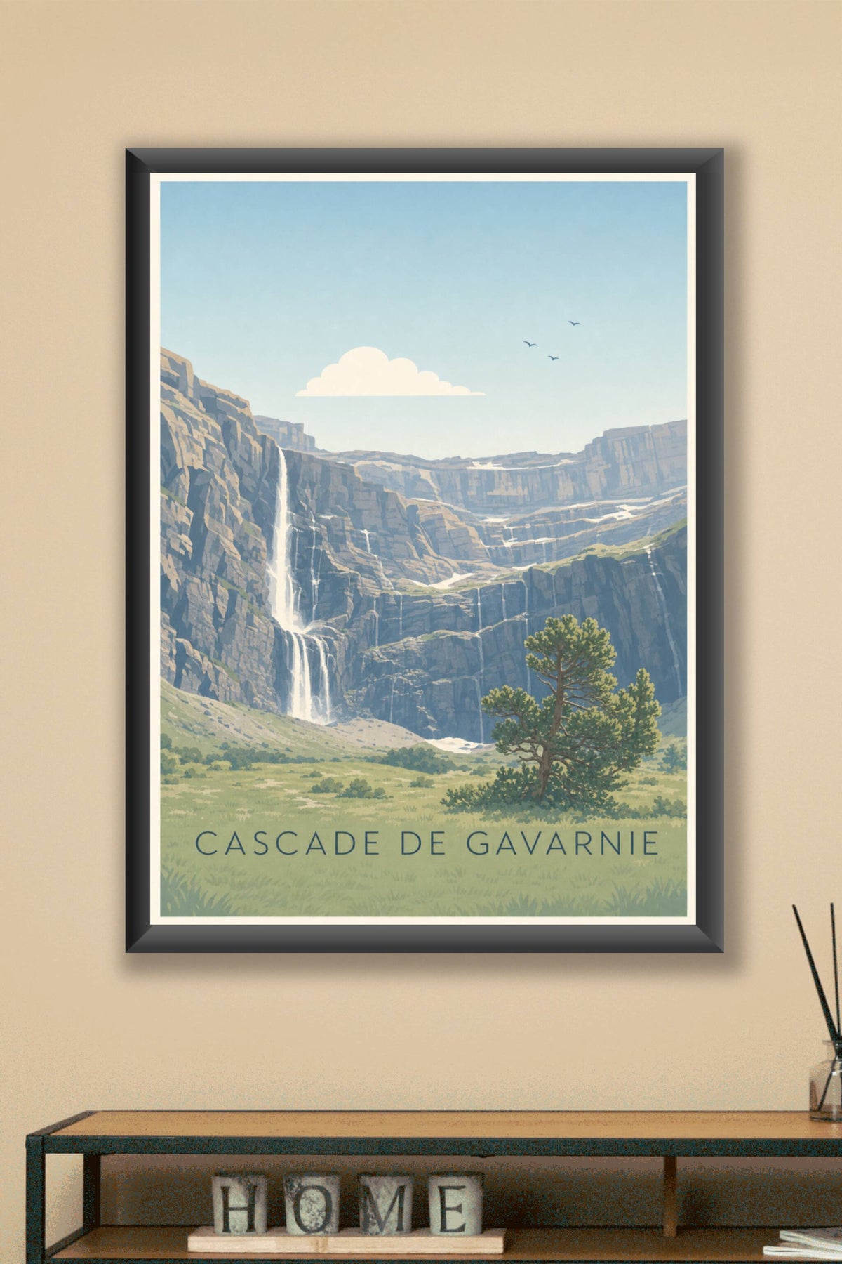 Affiche de Gavarnie, poster cascade calme