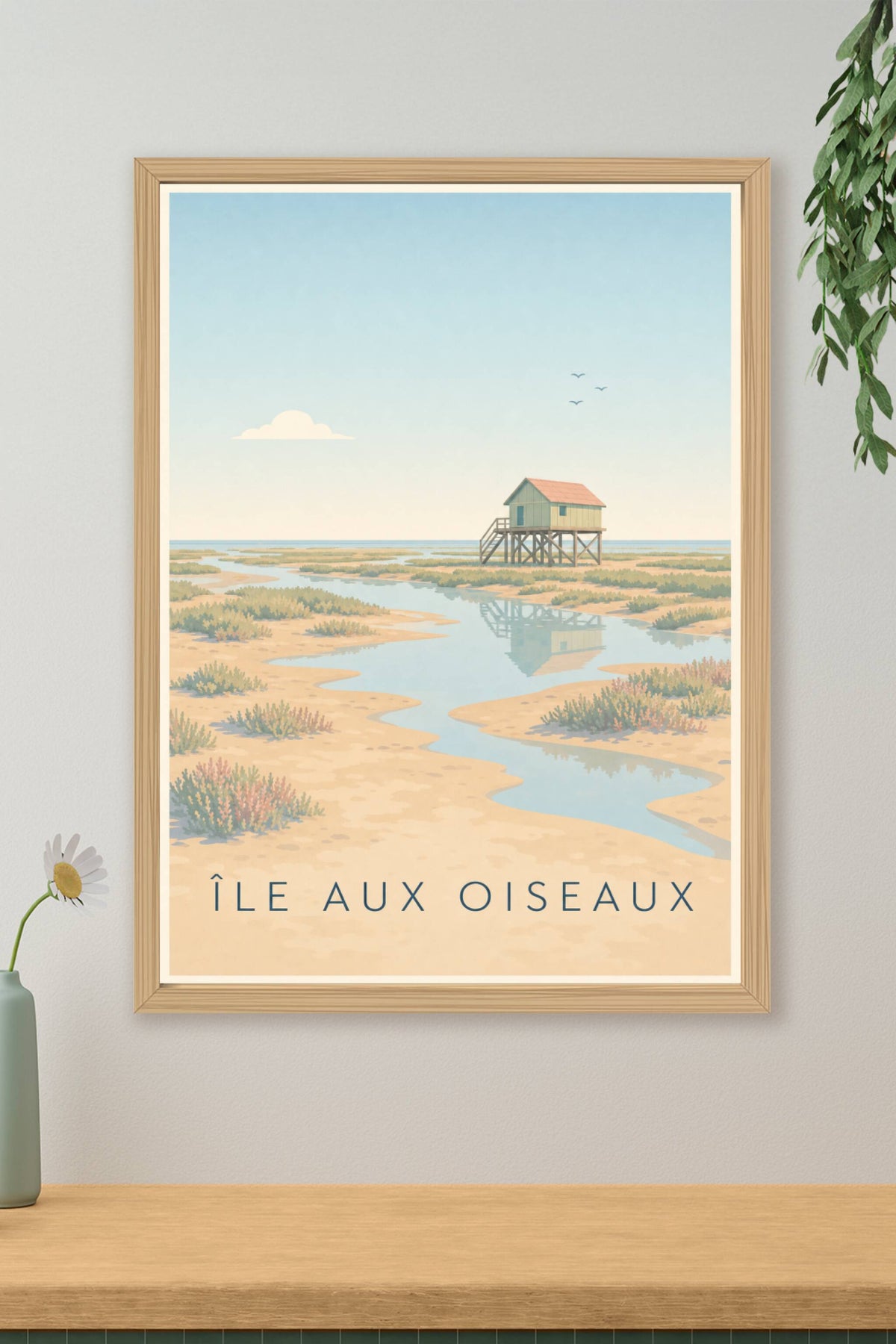 Affiche de l'Île aux Oiseaux, poster cabane tchanquée