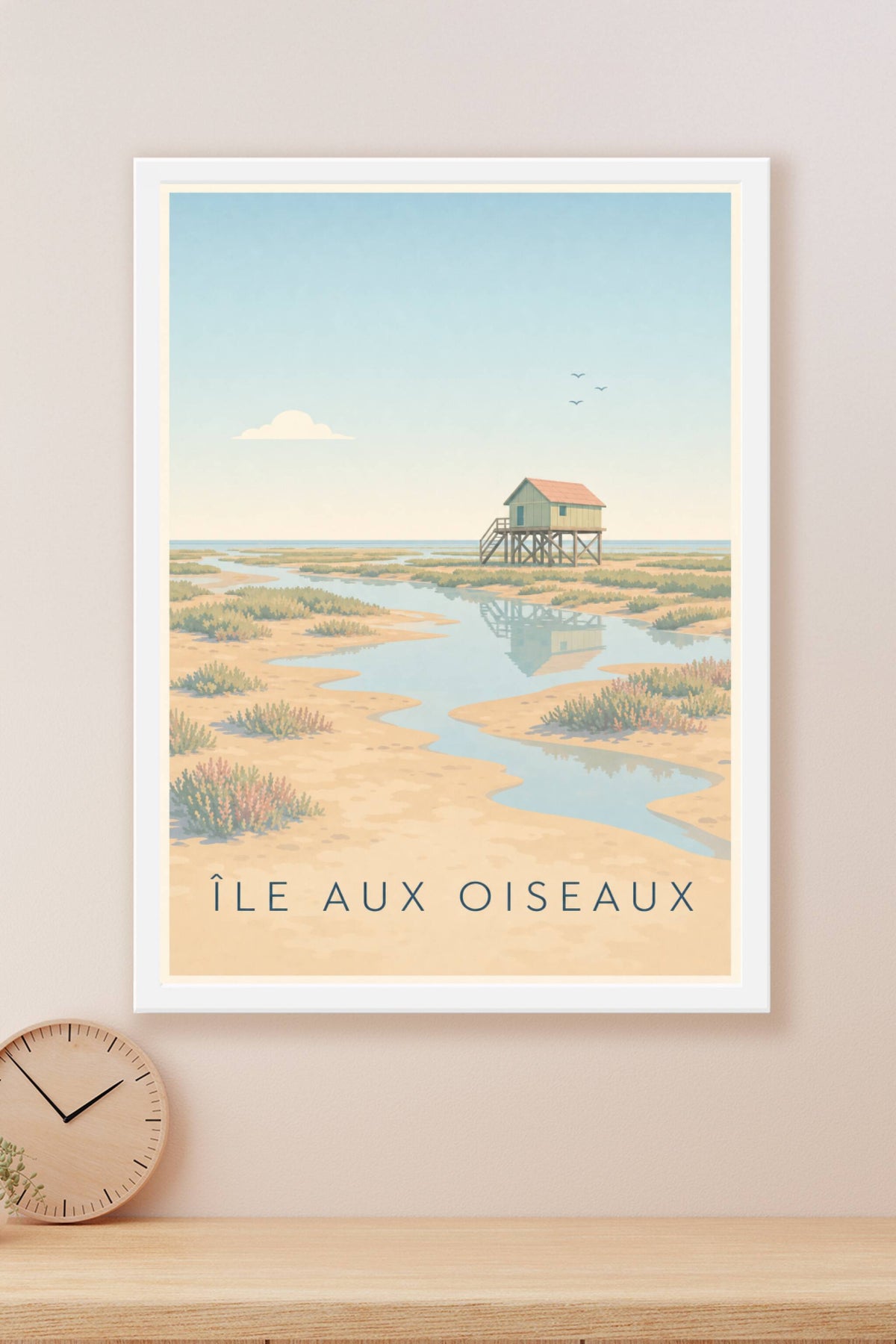 Affiche de l'Île aux Oiseaux, poster cabane tchanquée