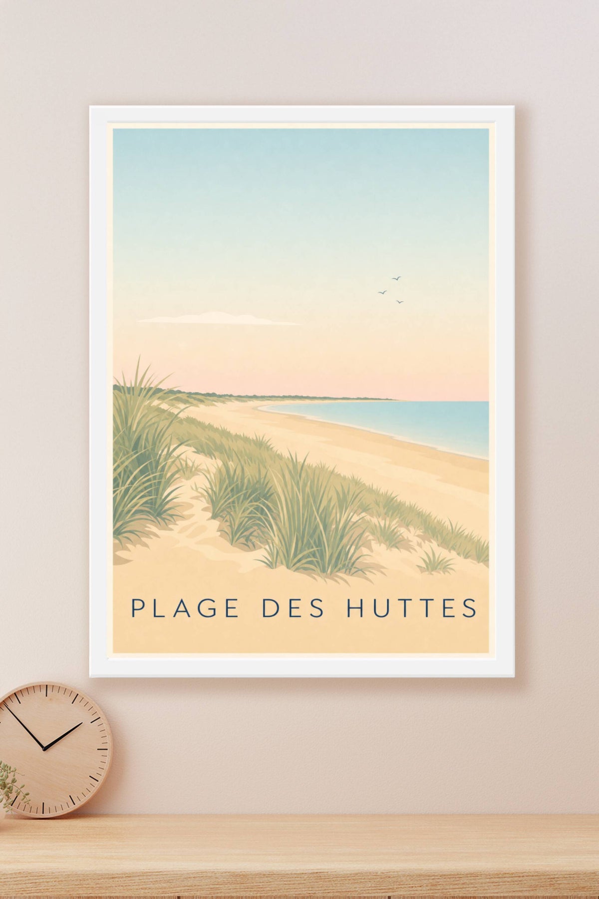 Affiche Plage des Huttes, poster bord de mer calme