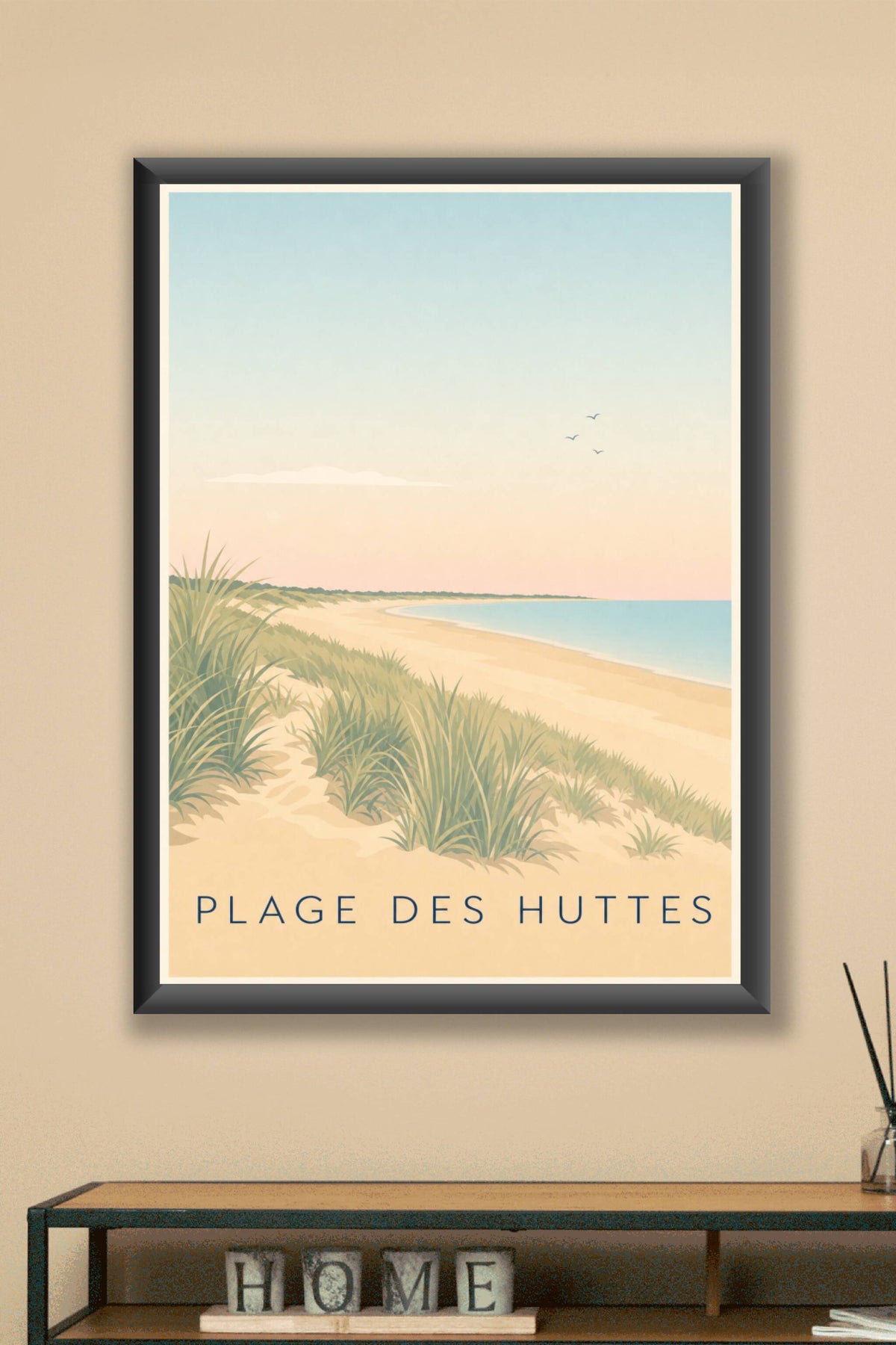 Affiche Plage des Huttes, poster bord de mer calme