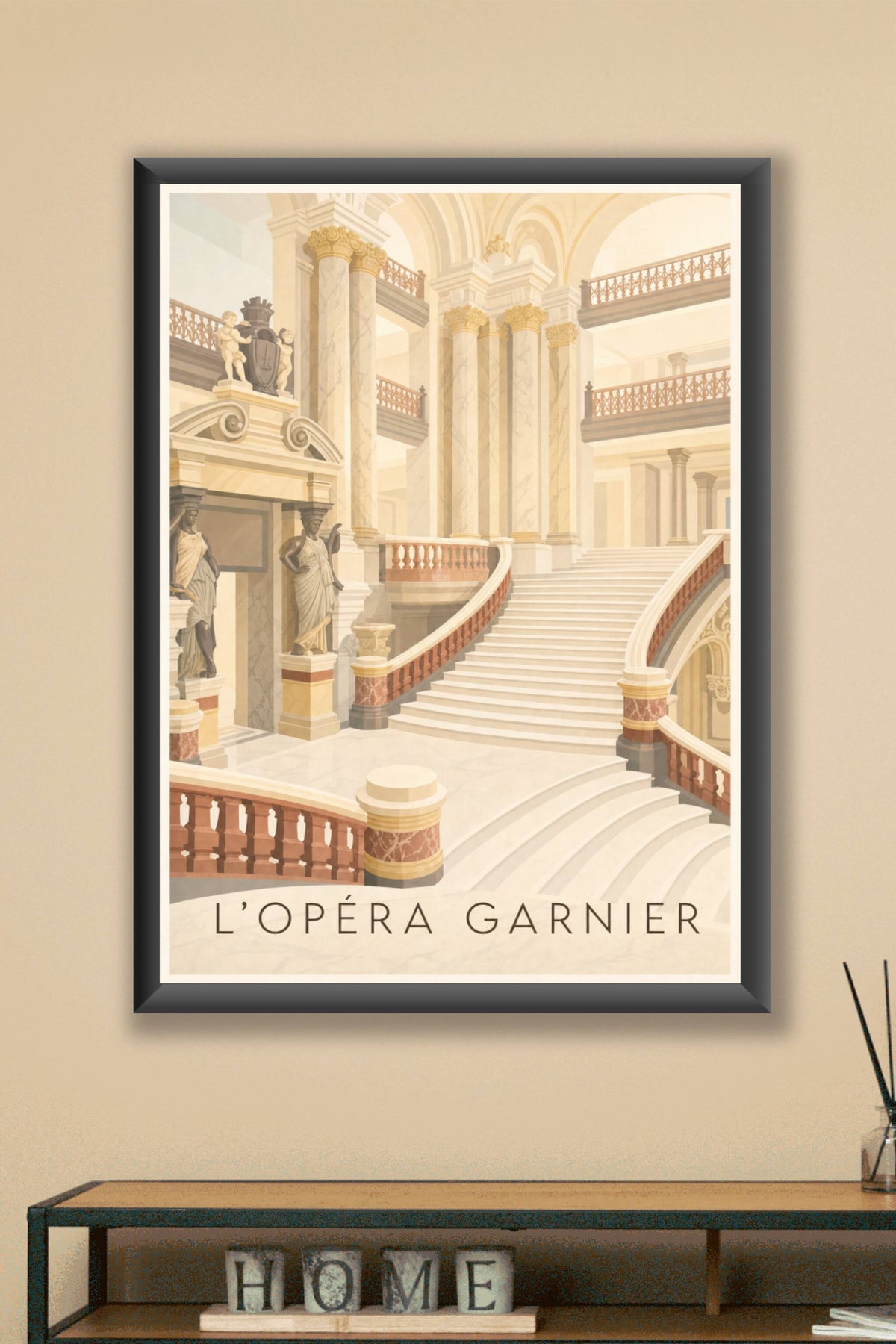 Affiche de l'Opéra Garnier, poster marbre et statues