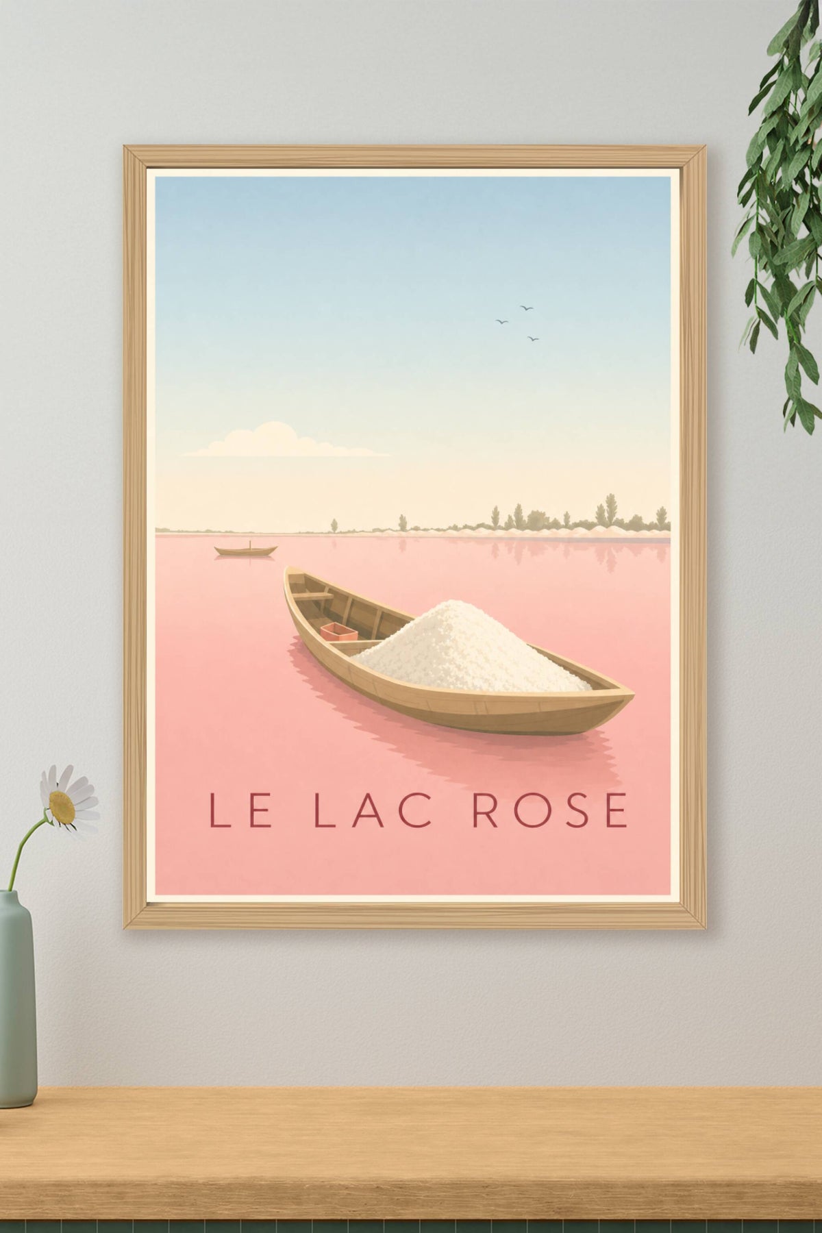Affiche du Lac Rose, poster barque et sel