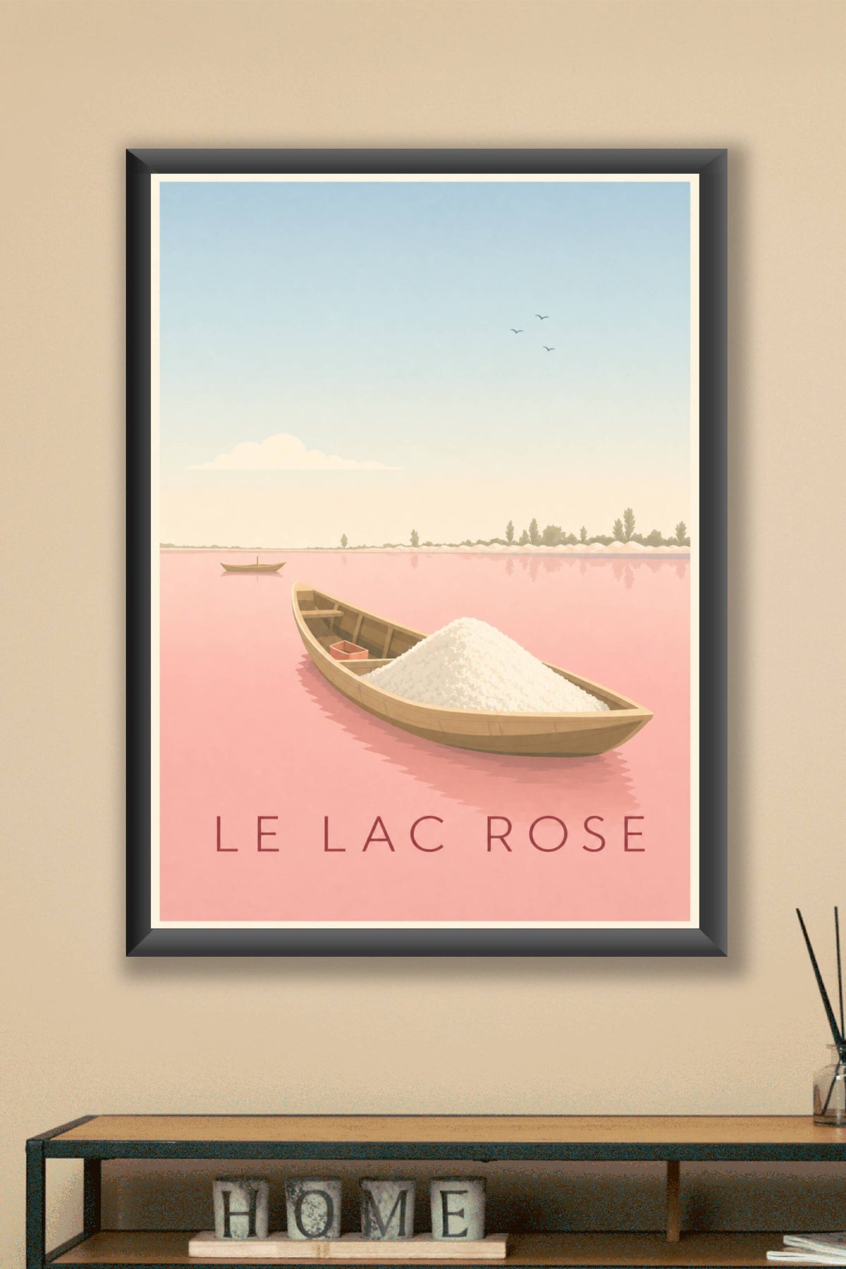 Affiche du Lac Rose, poster barque et sel