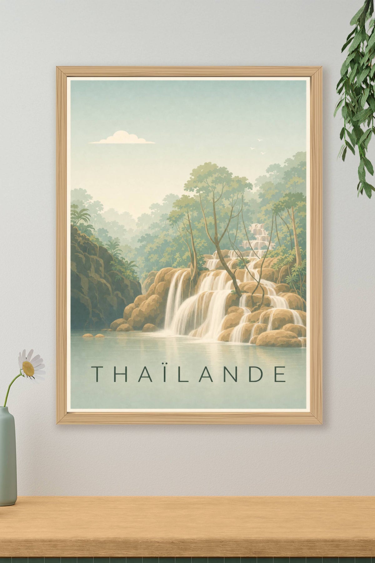 Affiche de Thaïlande, poster de cascades