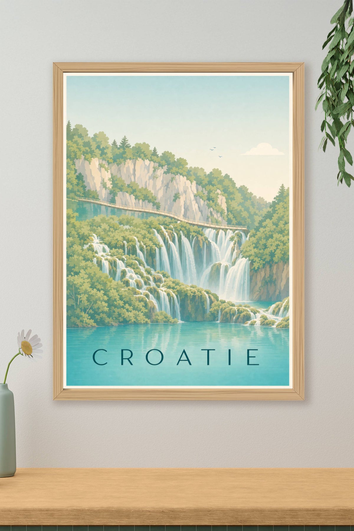 Affiche de Croatie, poster lacs de Plitvice