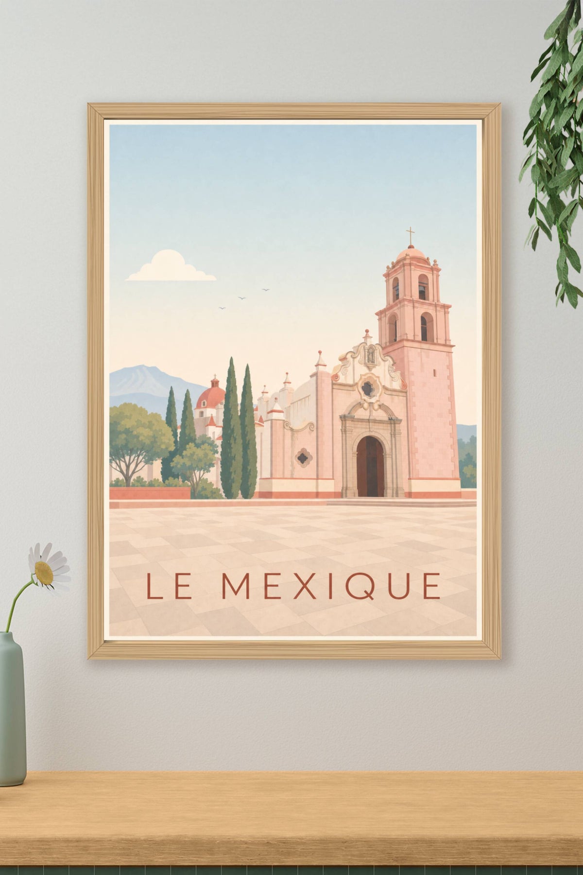 Affiche du Mexique, poster église rose