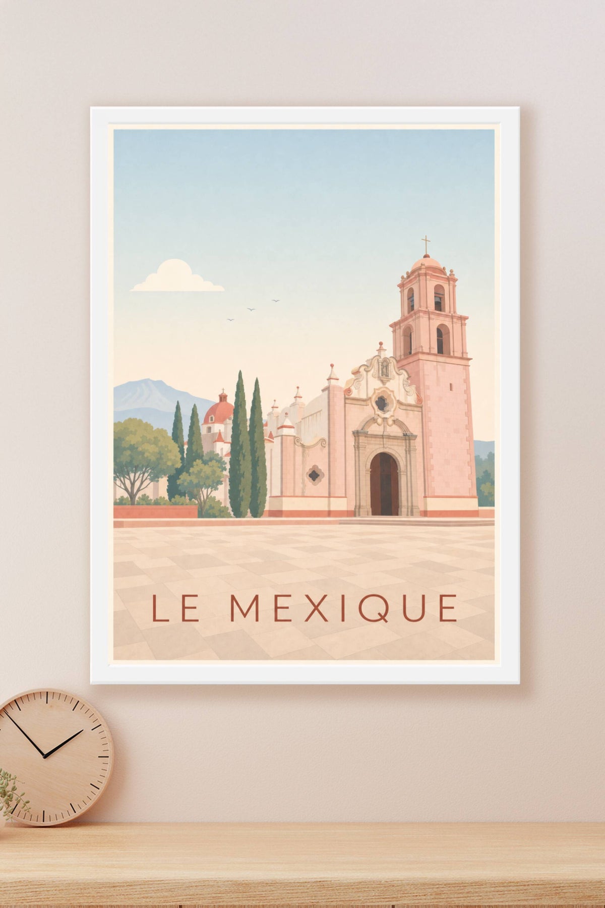 Affiche du Mexique, poster église rose