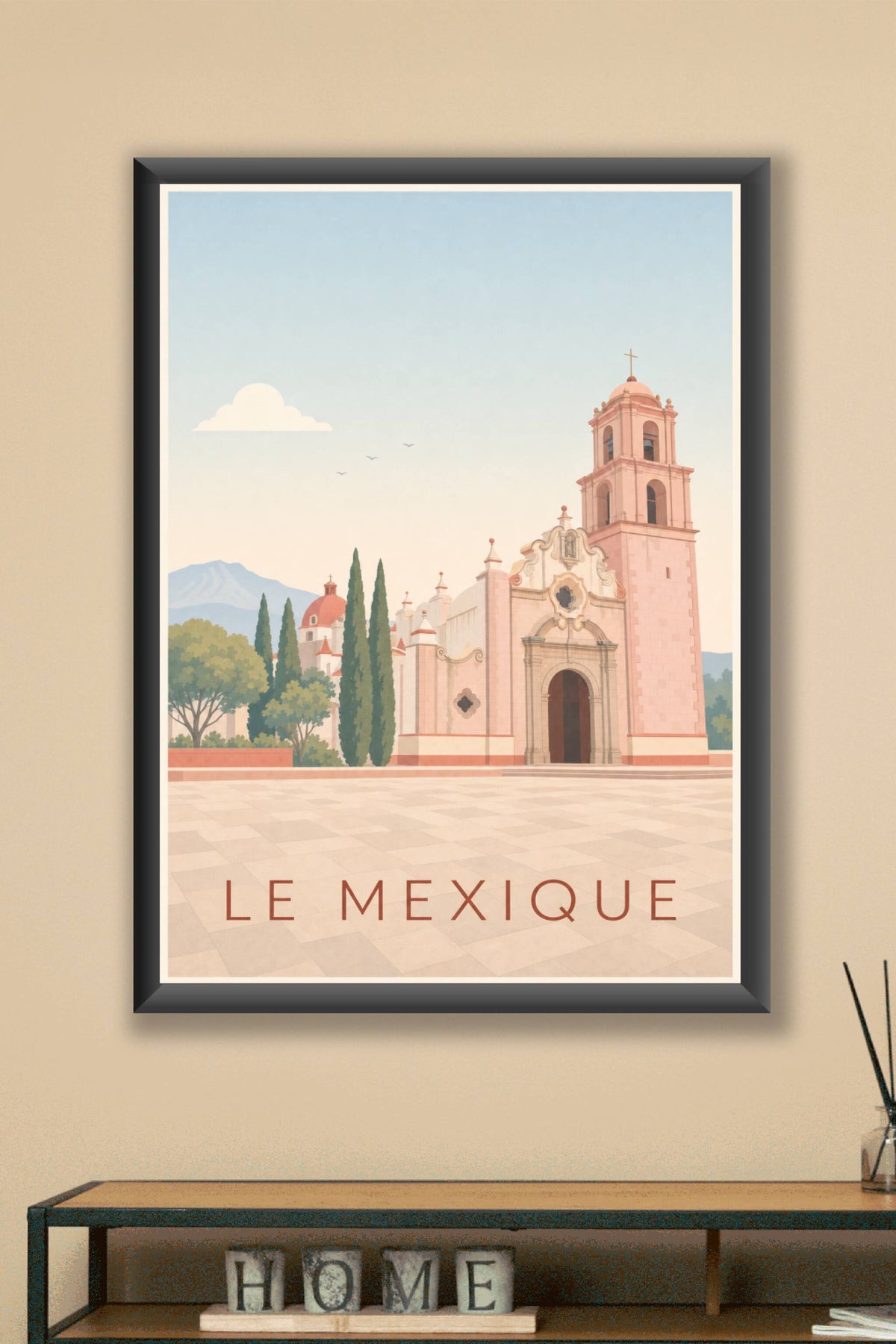 Affiche du Mexique, poster église rose