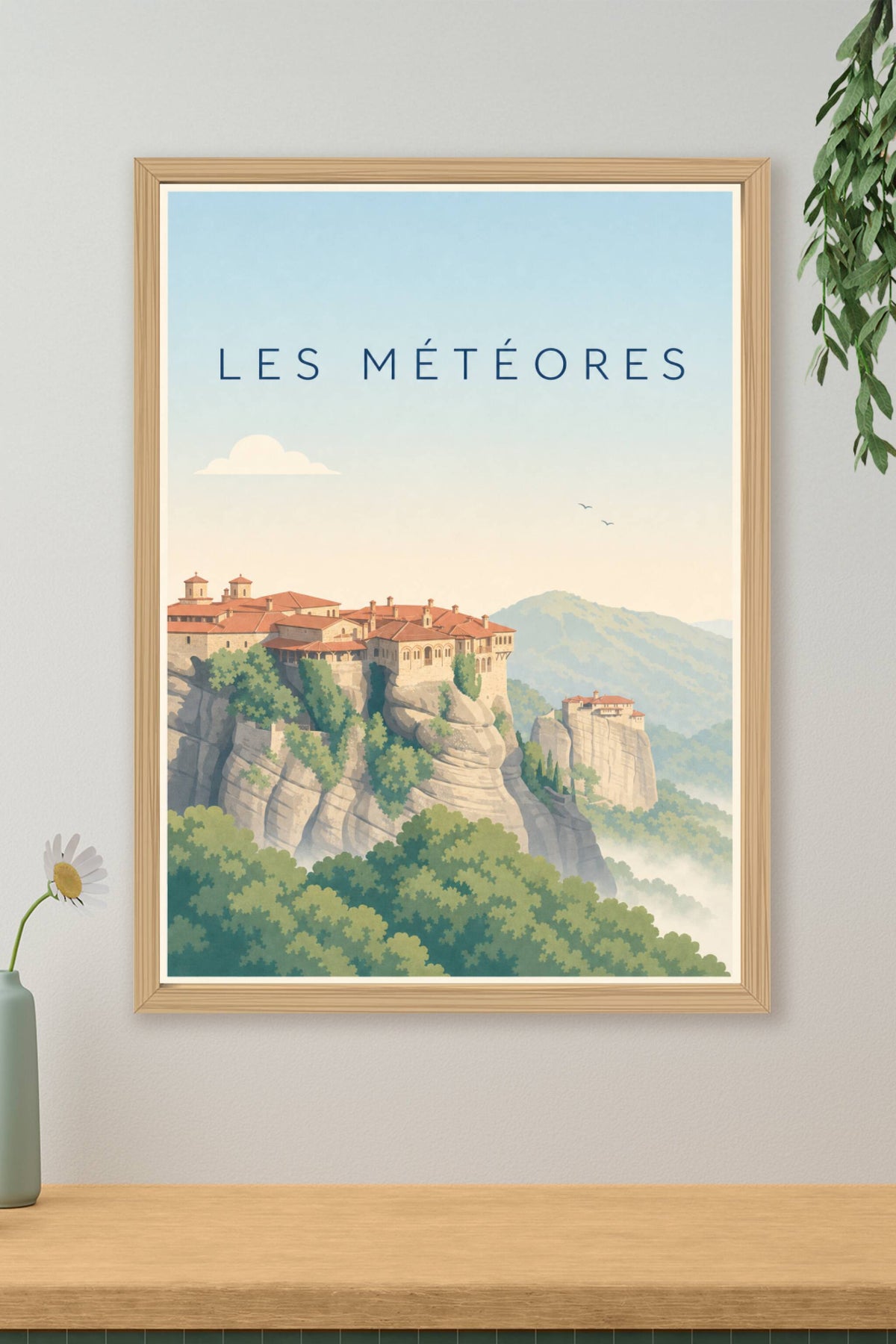 Affiche des Météores, poster monastères calmes