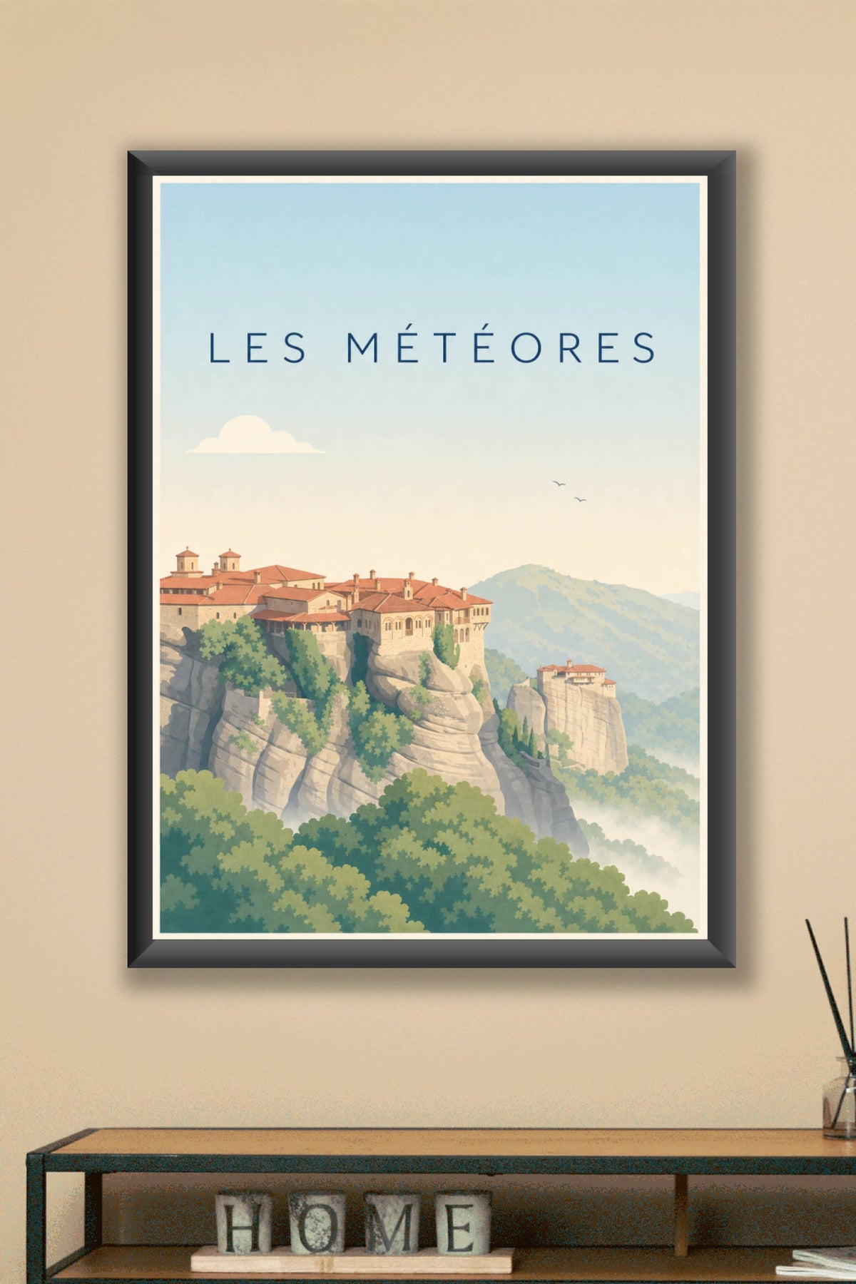 Affiche des Météores, poster monastères calmes