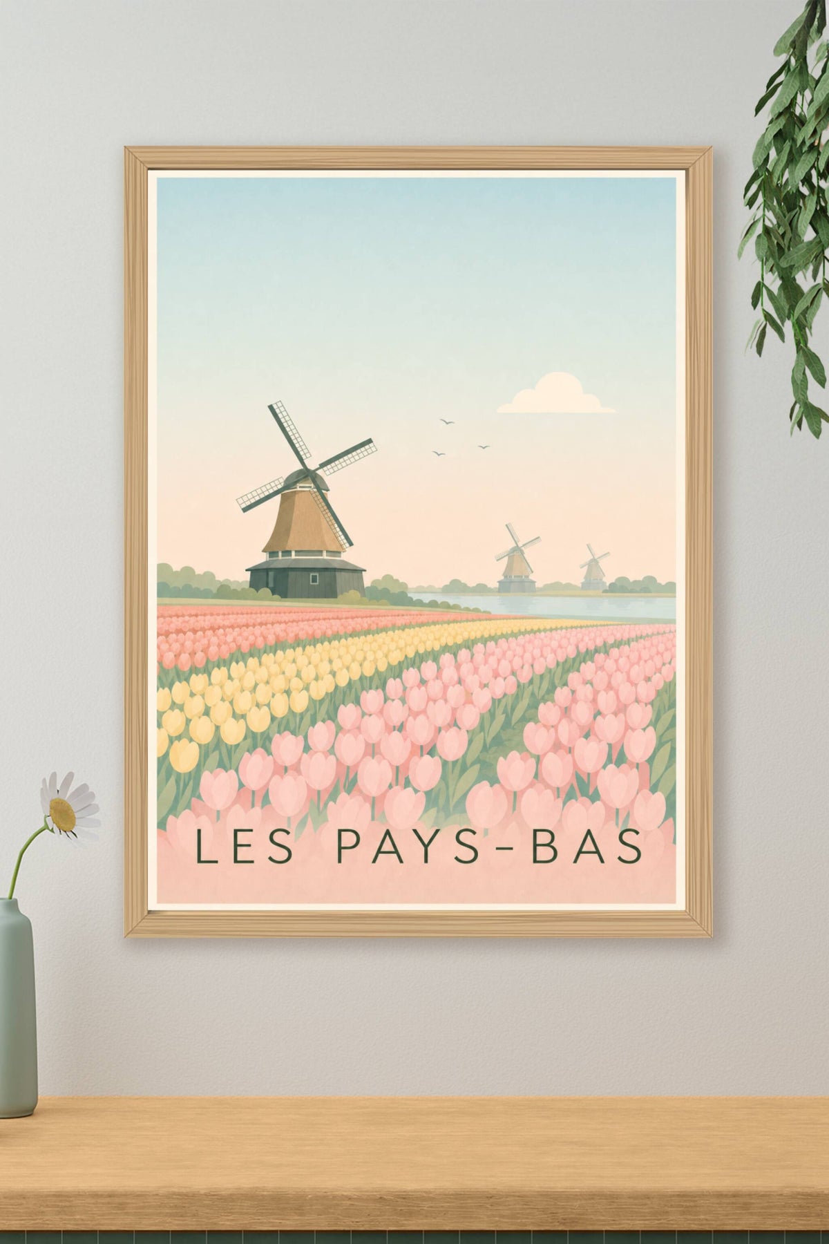 Affiche des Pays-Bas, poster maisons hollandaises