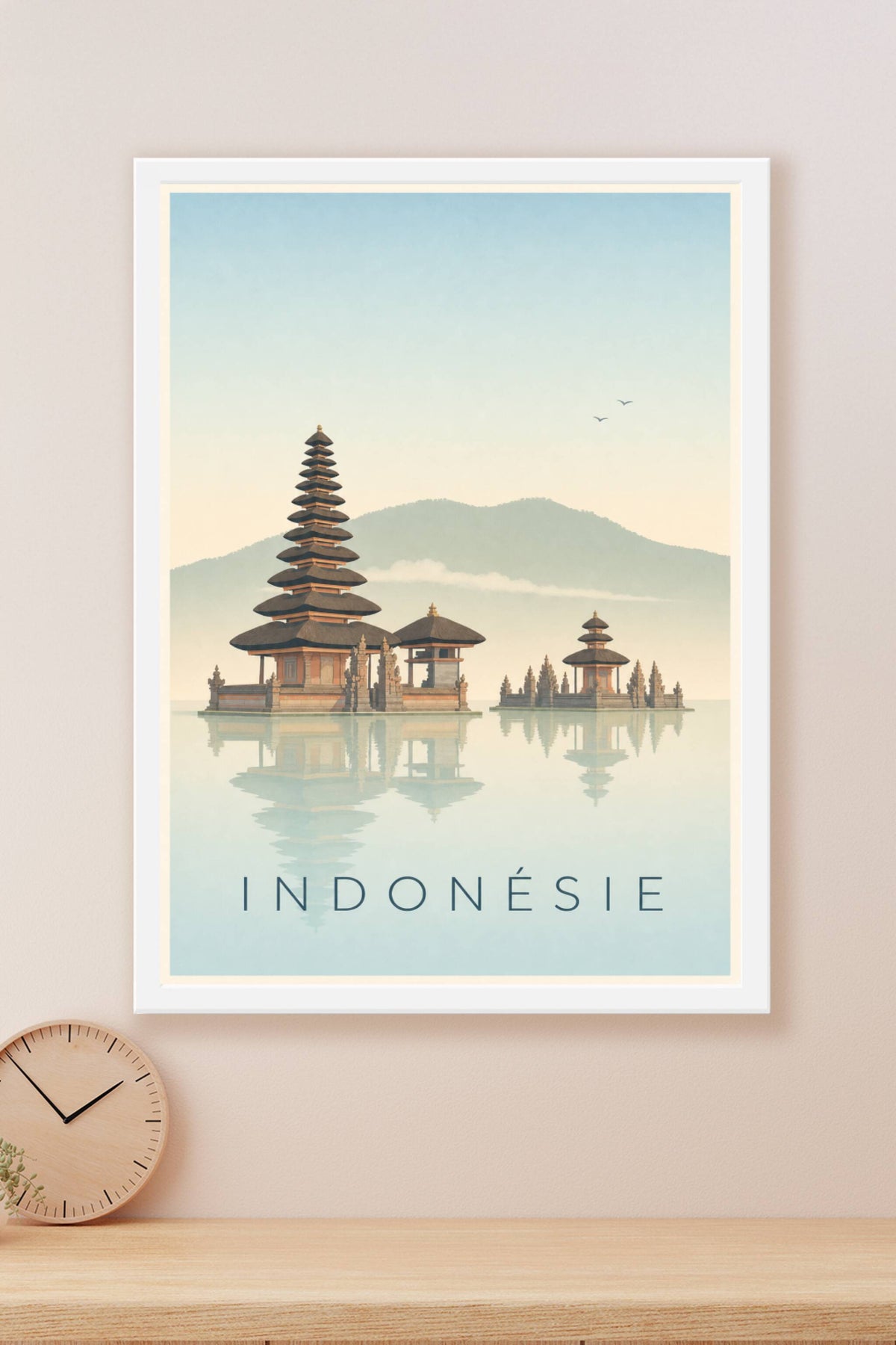 Affiche d'Indonésie, poster maisons sur pilotis