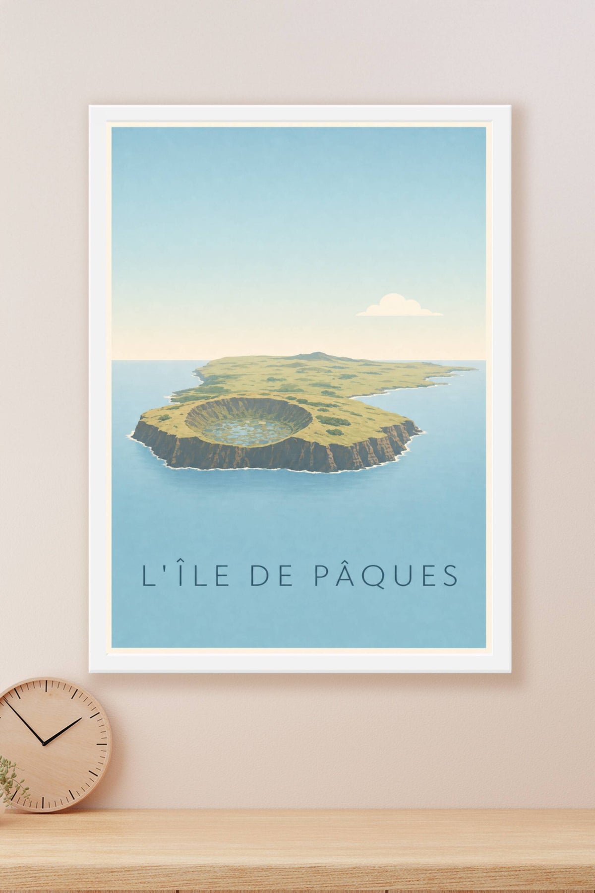 Affiche de l'Île de Pâques, poster volcan Rano Kau