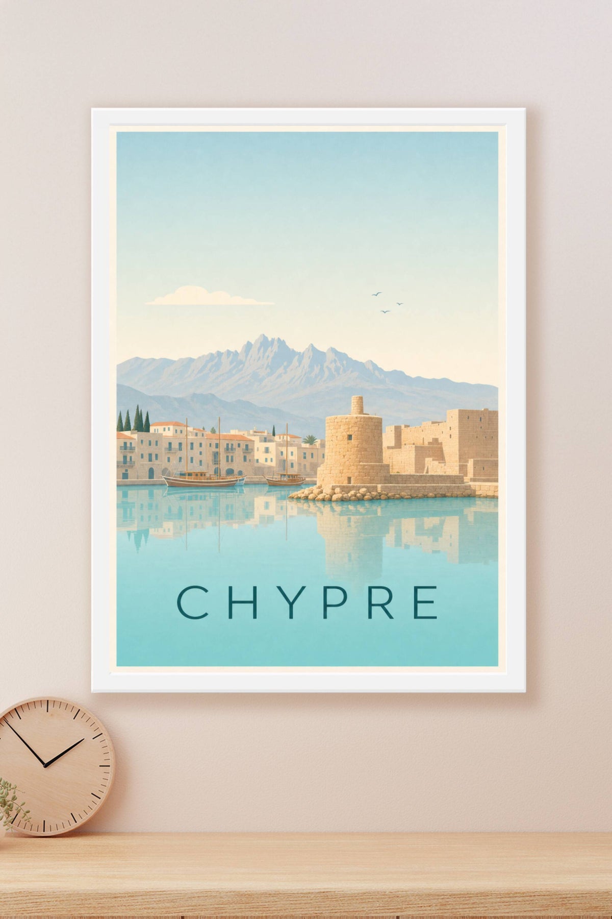 Affiche de Chypre, poster côte et palmiers
