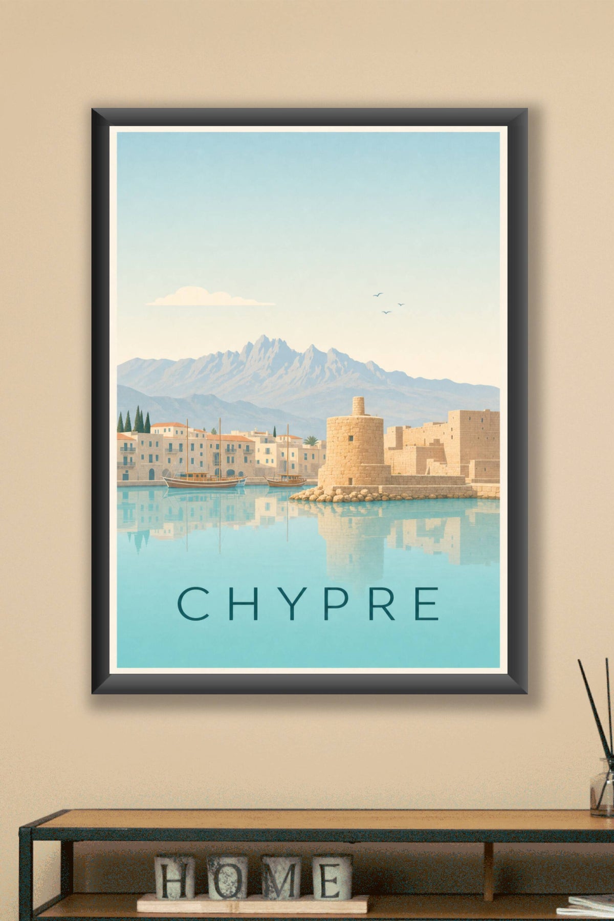 Affiche de Chypre, poster côte et palmiers