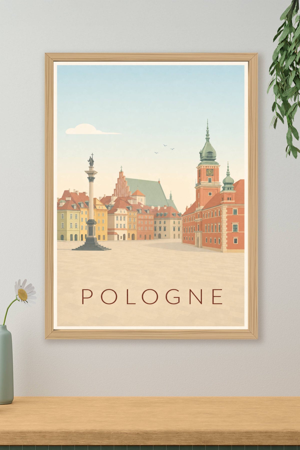 Affiche de Pologne, poster village calme
