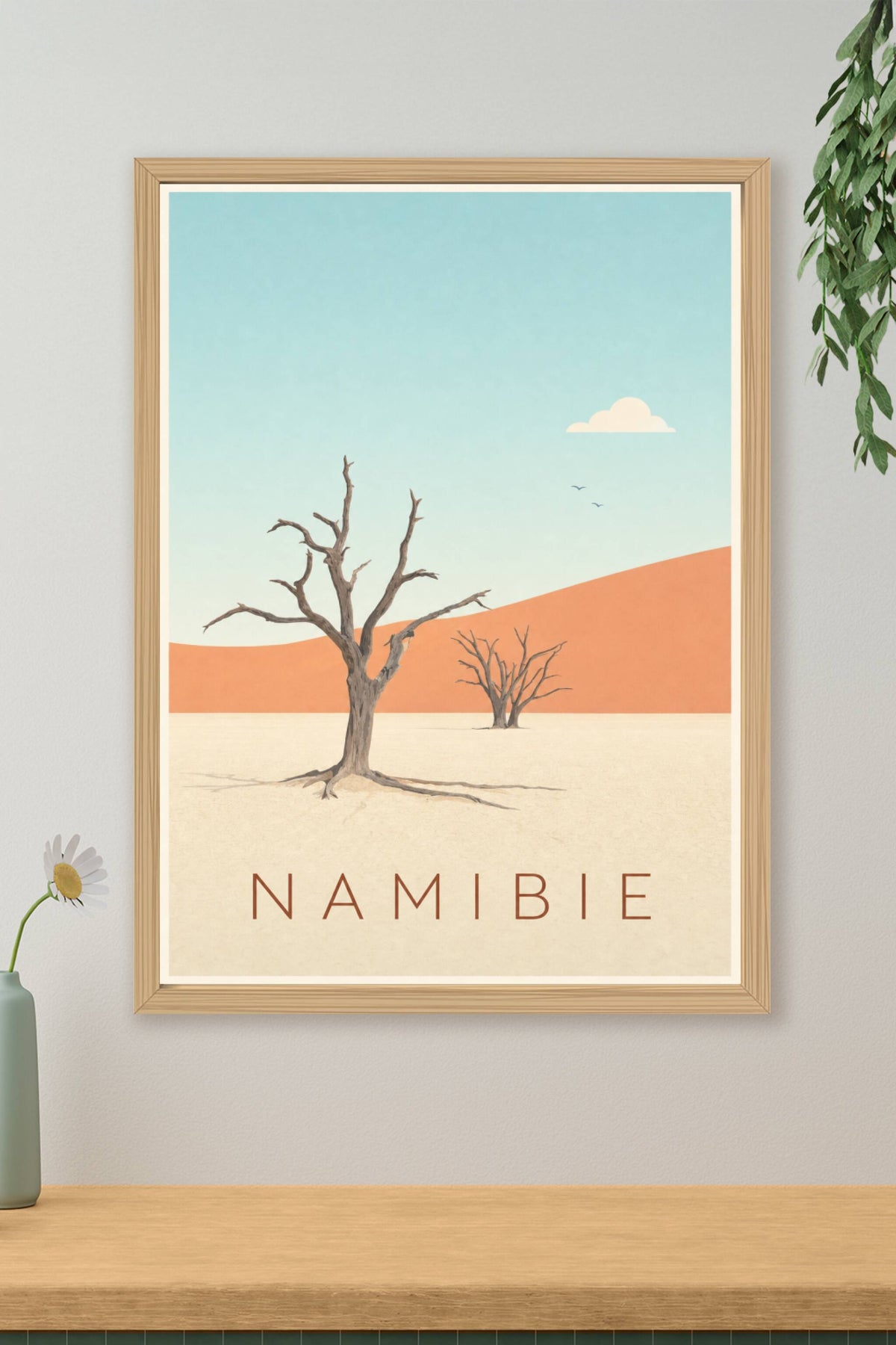Affiche de Namibie, colonnes et galets