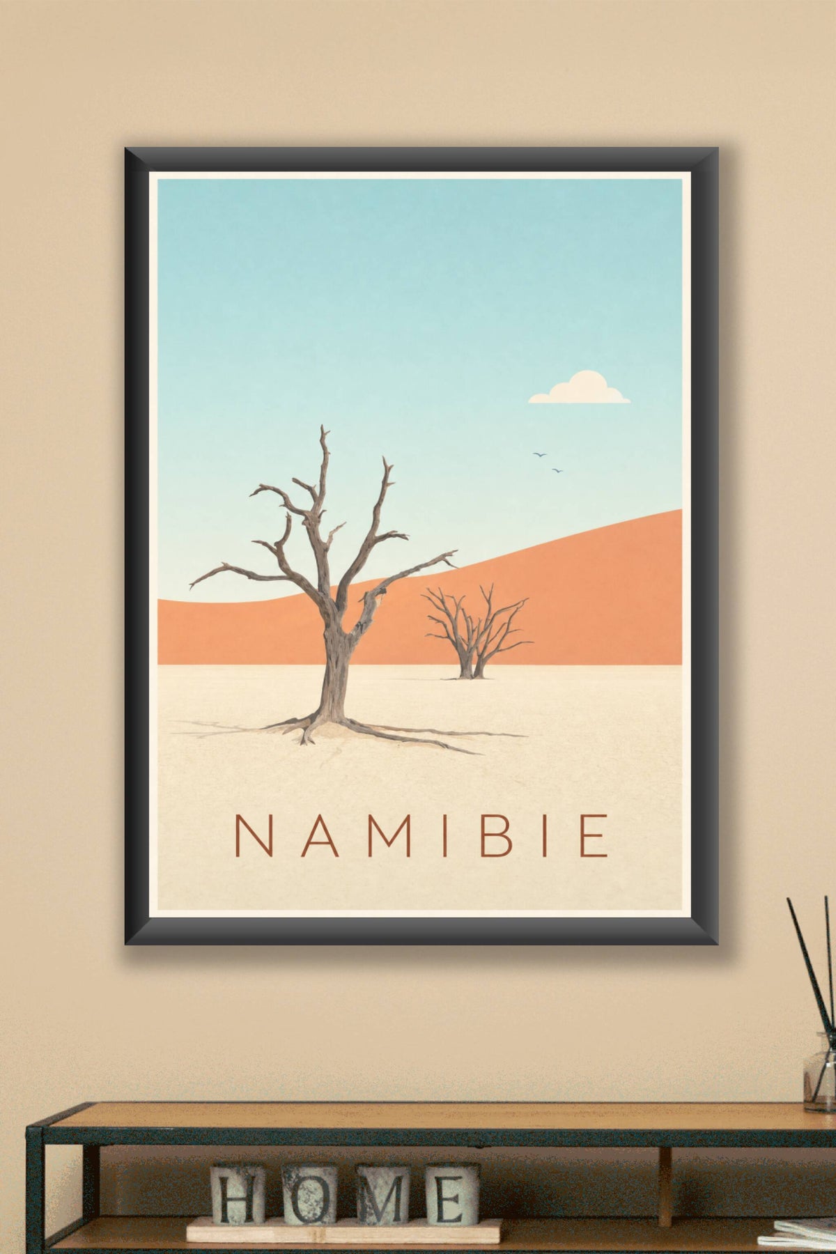 Affiche de Namibie, colonnes et galets