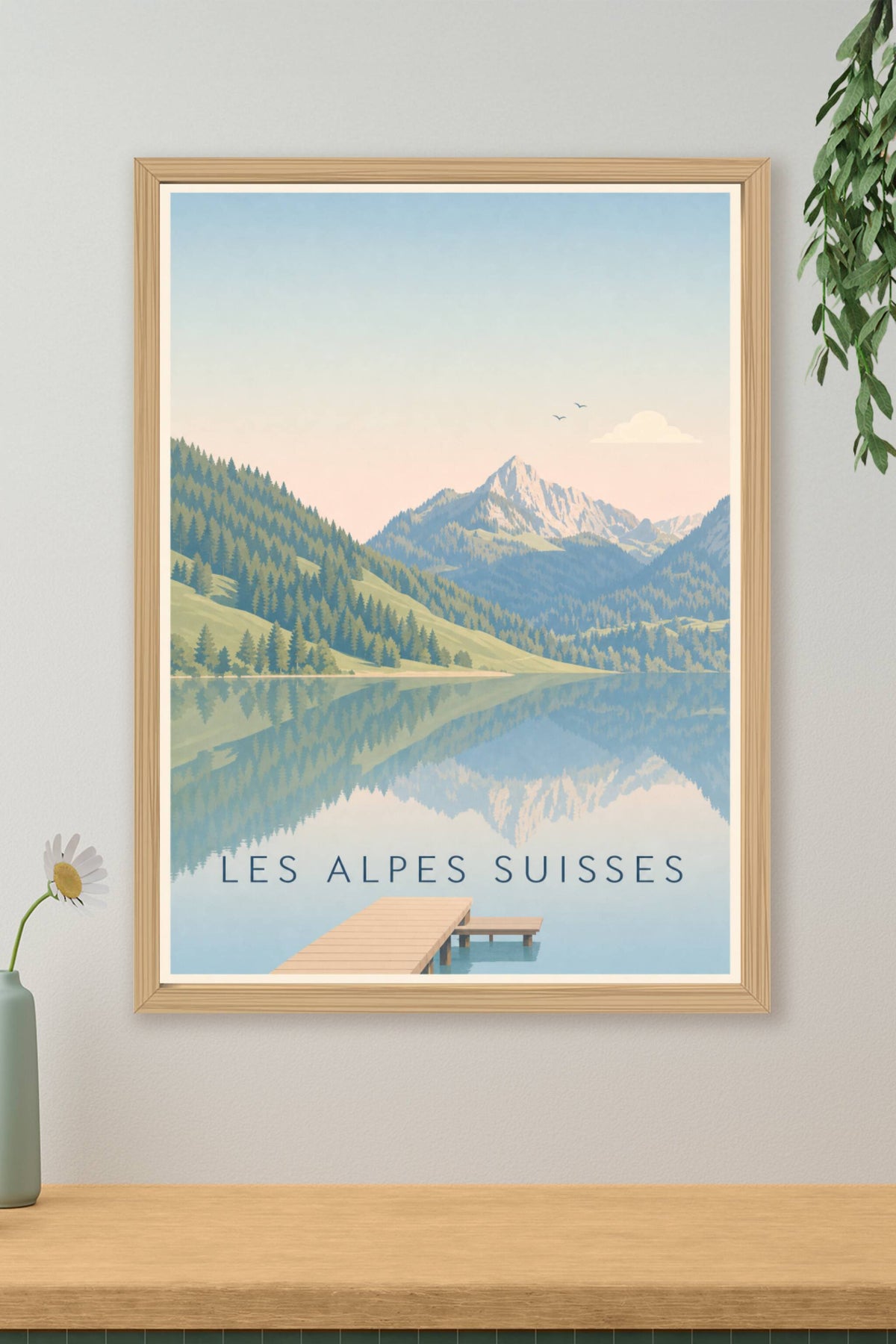 Affiche des Alpes Suisses, poster lac et montagne