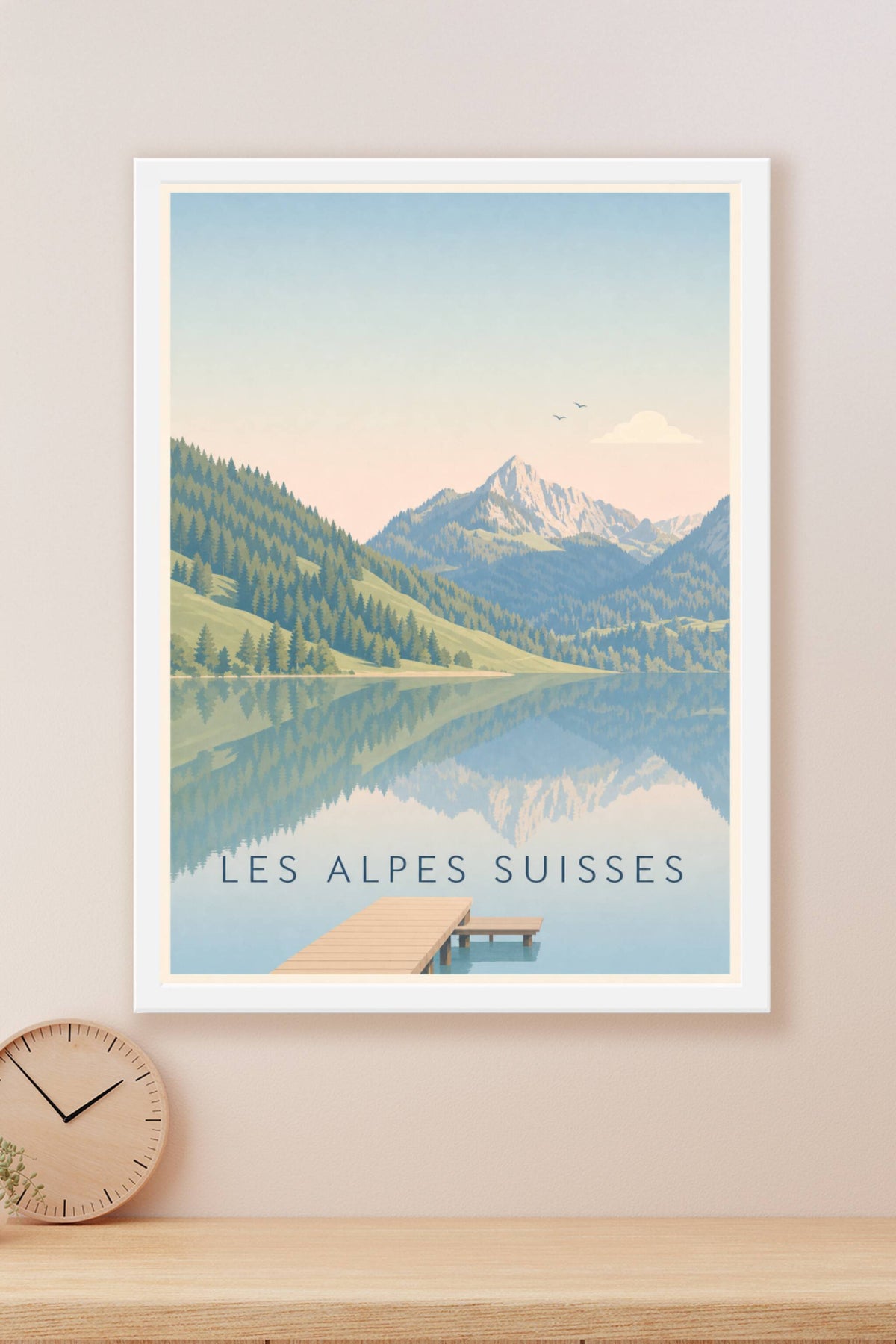 Affiche des Alpes Suisses, poster lac et montagne