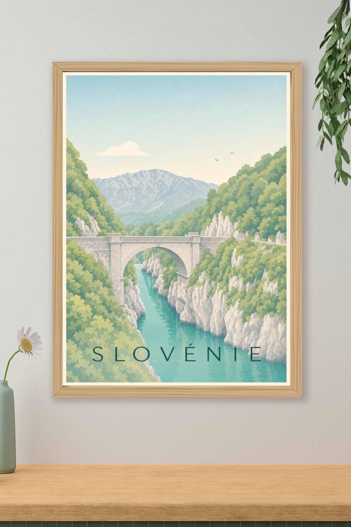Poster de Slovénie, affiche pont en pierre