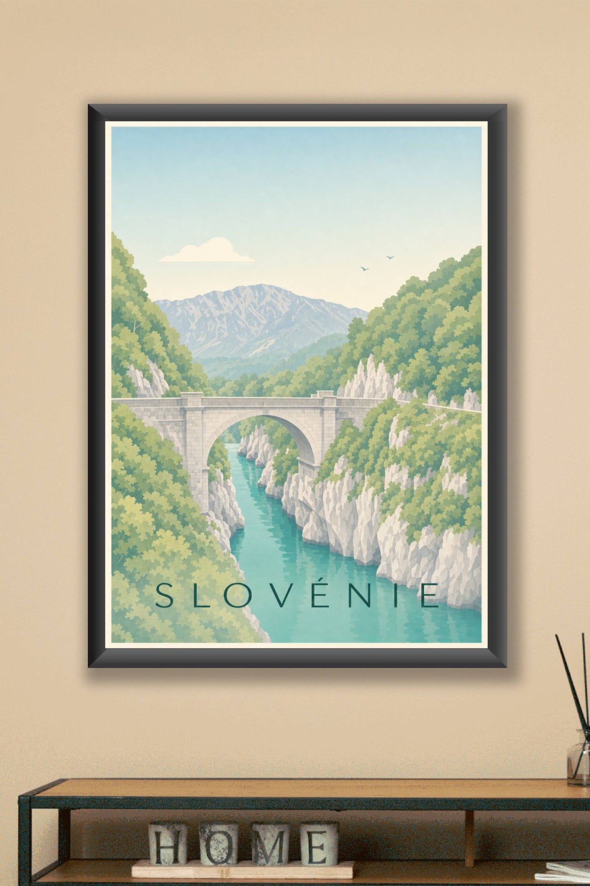 Poster de Slovénie, affiche pont en pierre