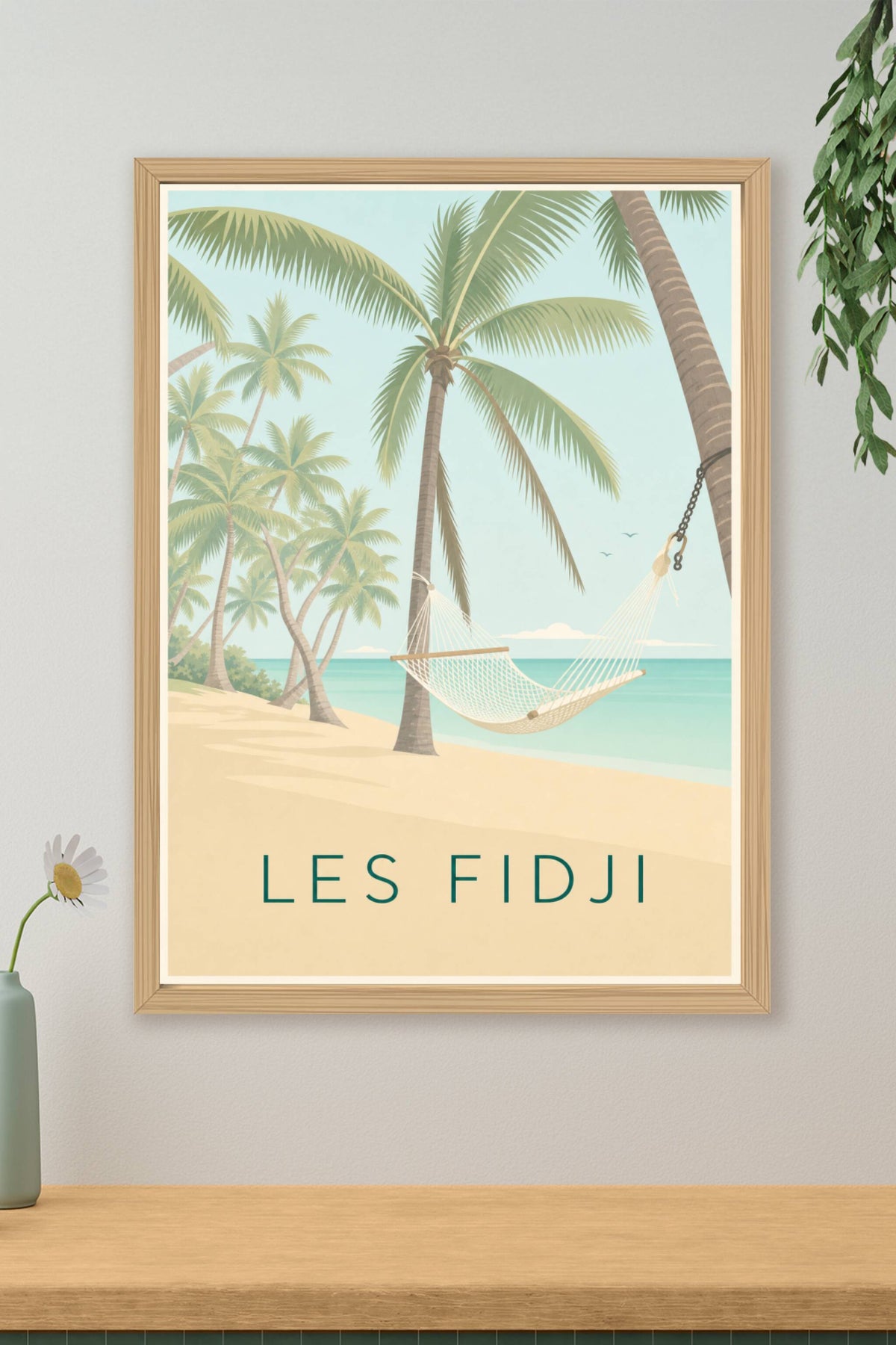 Affiche des Fidji, poster pont et lagon