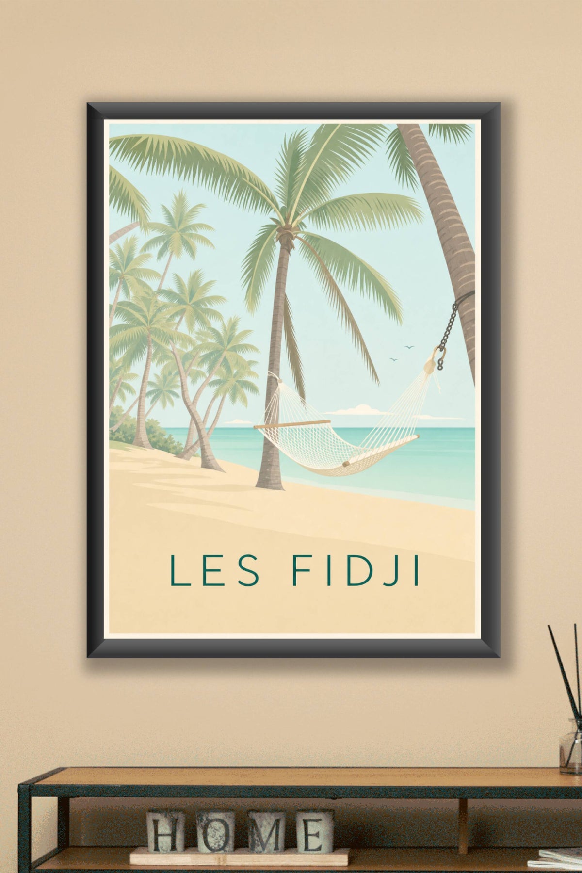 Affiche des Fidji, poster pont et lagon