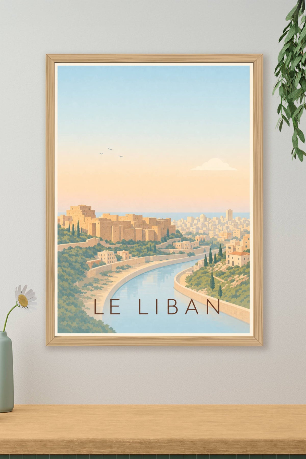 Affiche du Liban, poster paysage méditerranéen