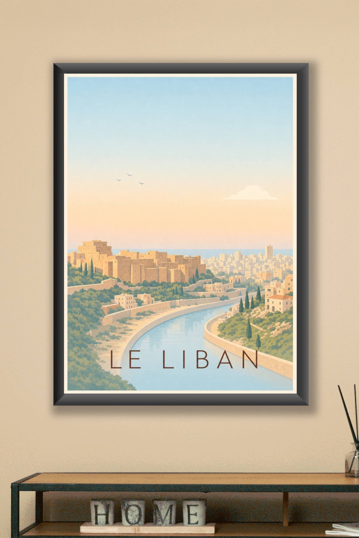 Affiche du Liban, poster paysage méditerranéen