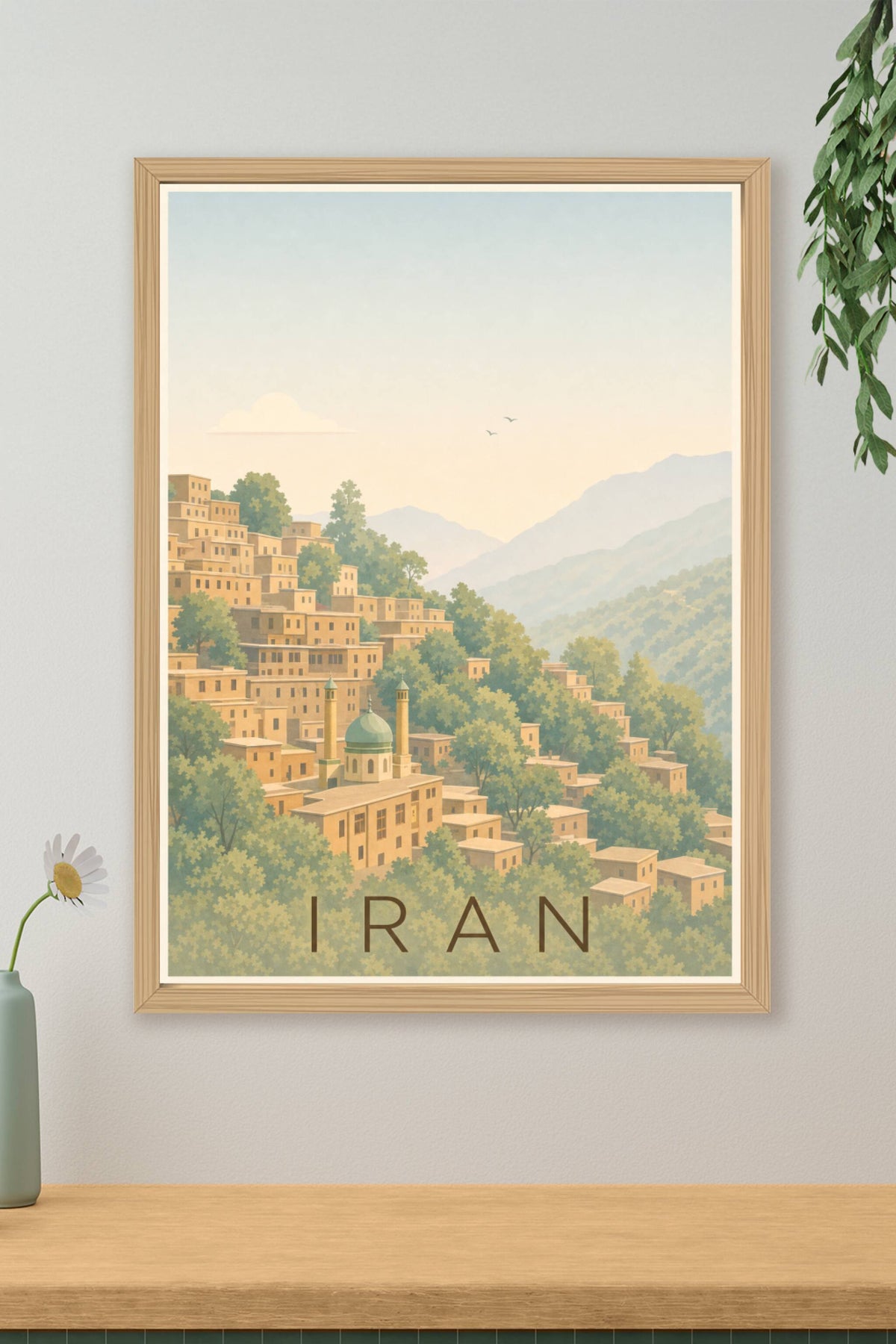 Affiche d'Iran, poster désert et montagnes