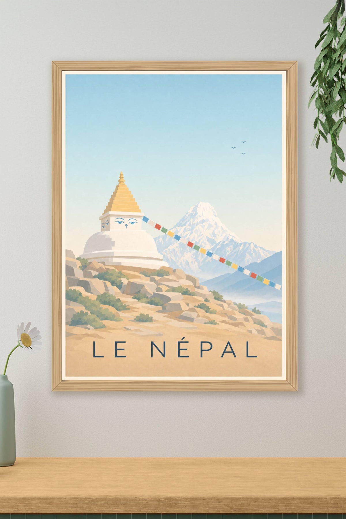 Poster du Népal, paysage calme de montagnes