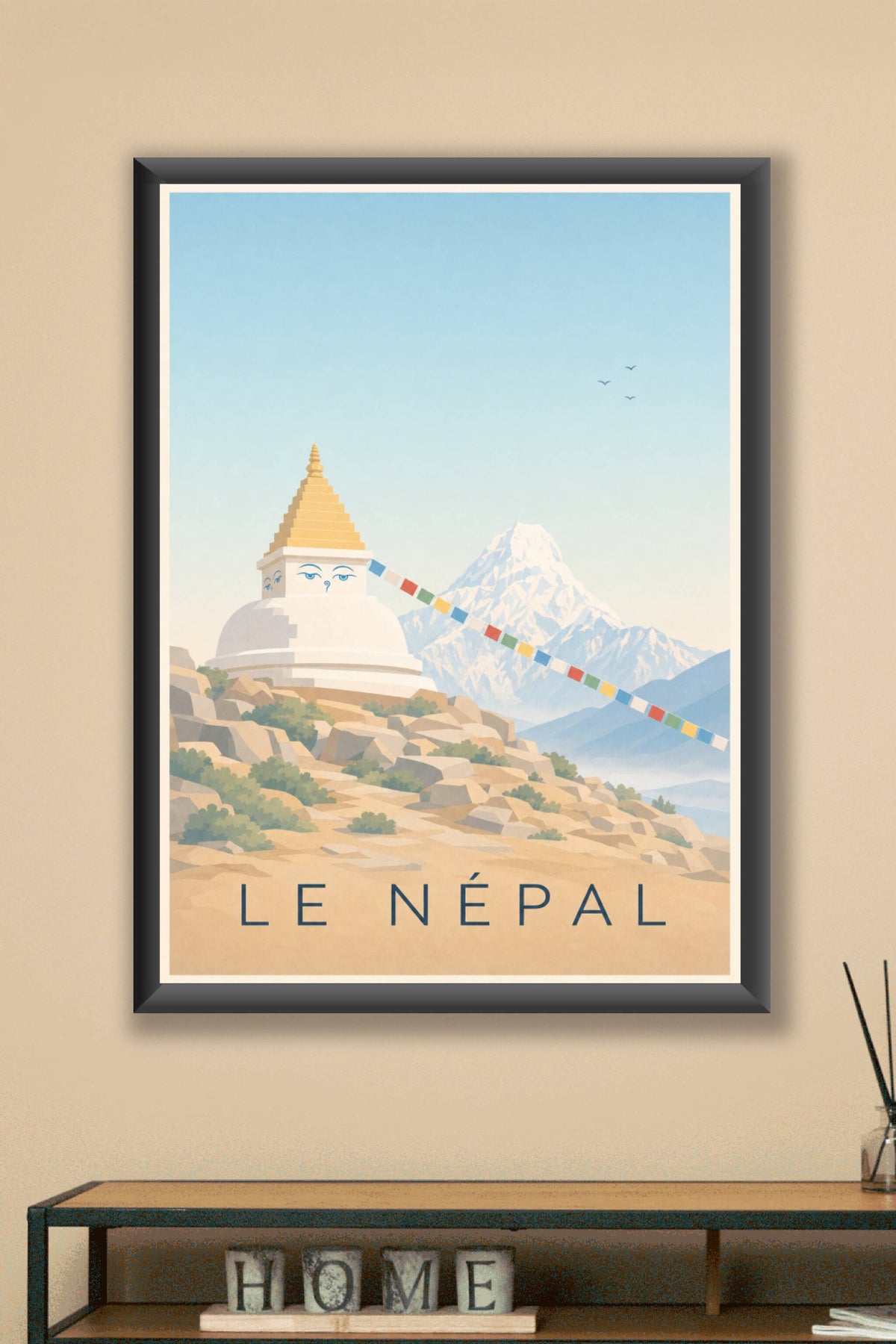 Poster du Népal, paysage calme de montagnes