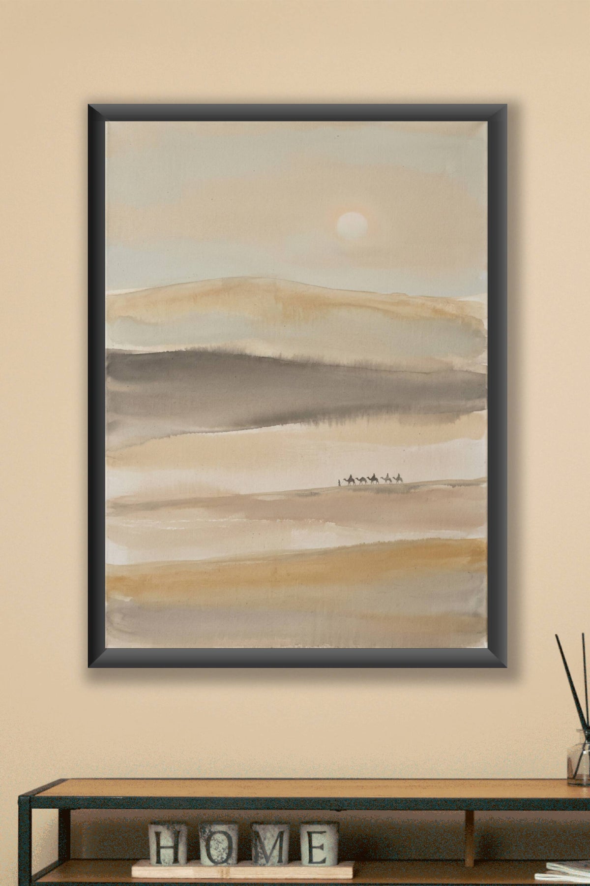 Affiche Désert du Maroc, poster caravane Art Marocain