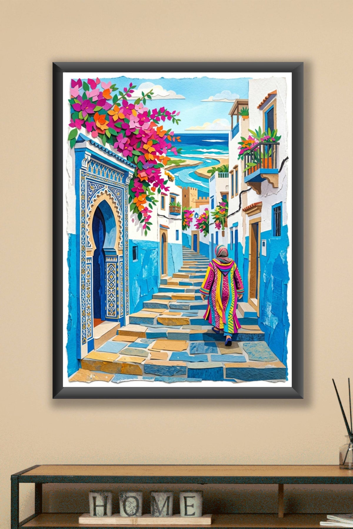 Affiche Maroc, poster ruelle bleue
