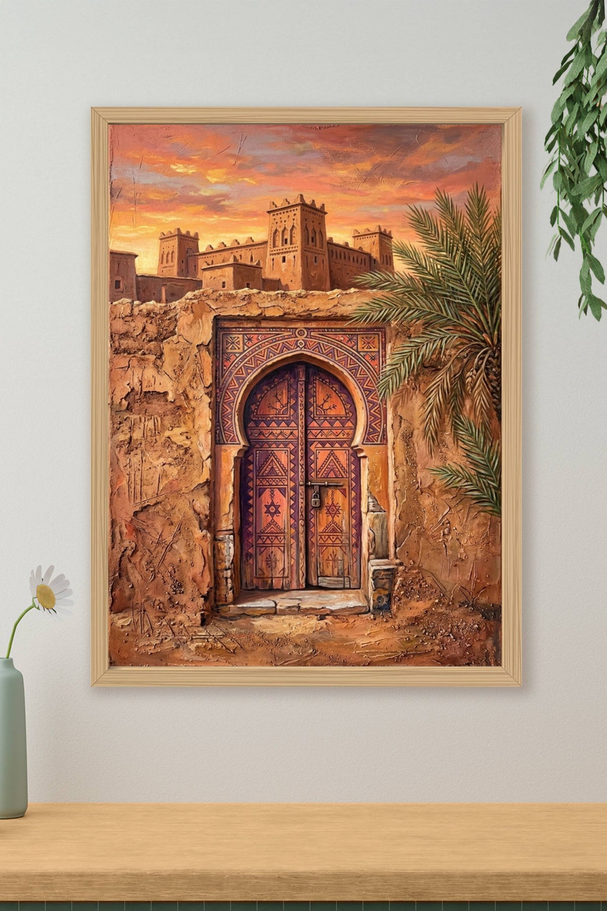 Affiche Kasbah du Maroc, poster porte traditionnelle