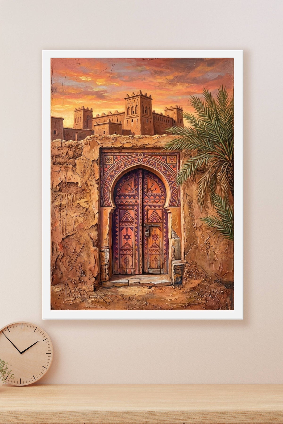 Affiche Kasbah du Maroc, poster porte traditionnelle