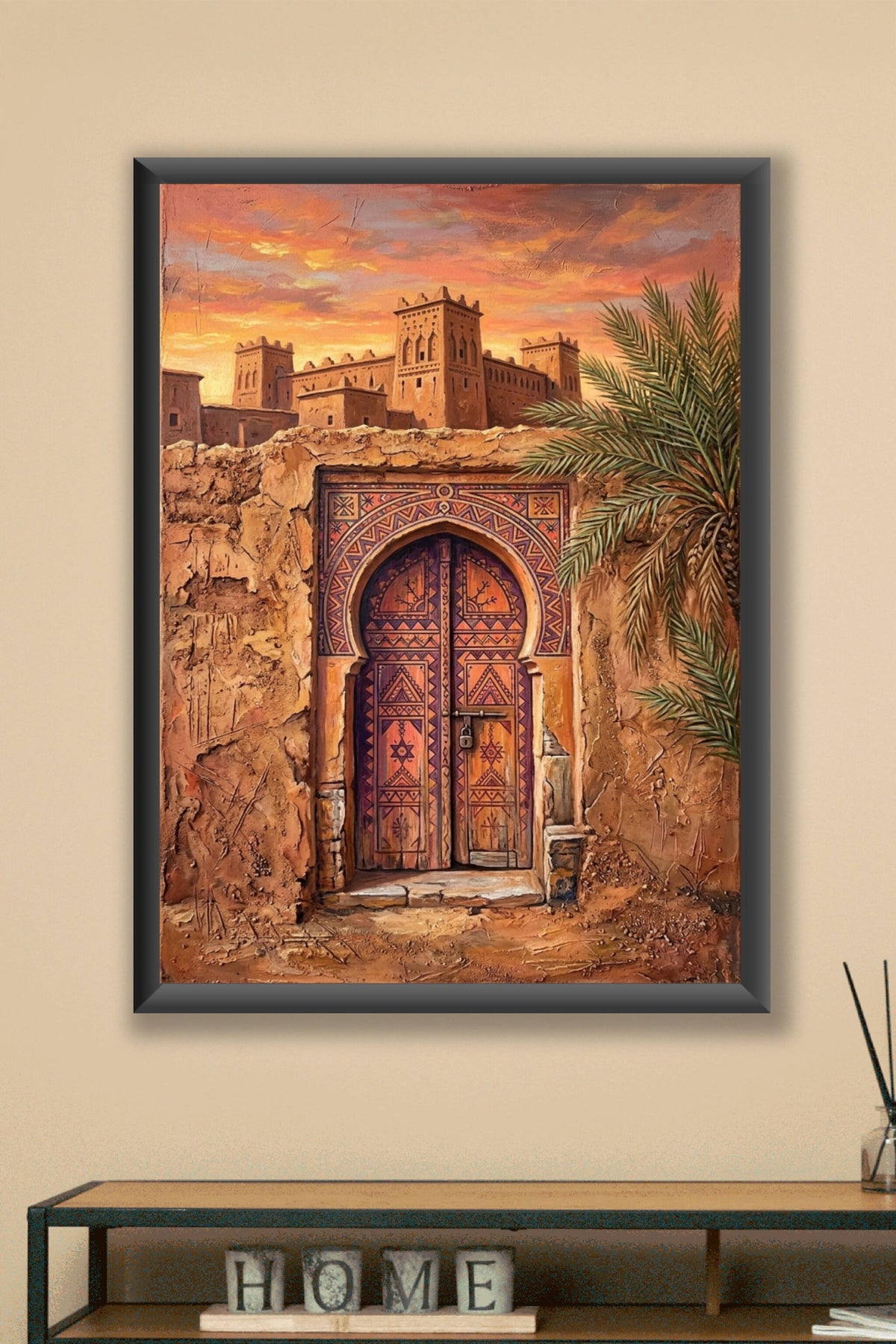 Affiche Kasbah du Maroc, poster porte traditionnelle