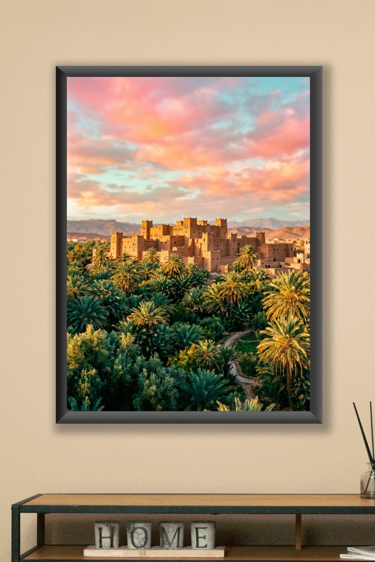 Affiche Kasbah du Maroc, poster palmeraie et voyage