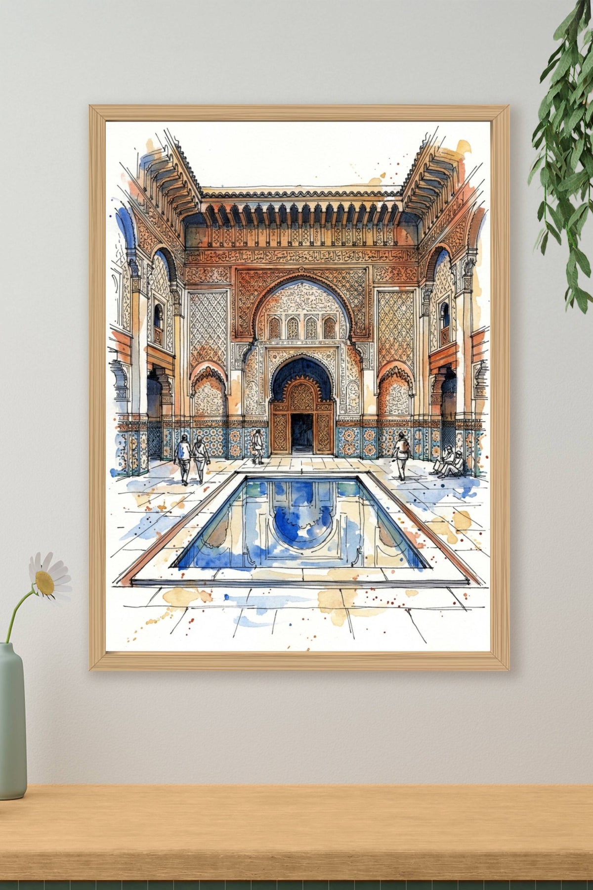 Poster du Riad marocain, affiche architecture zellige